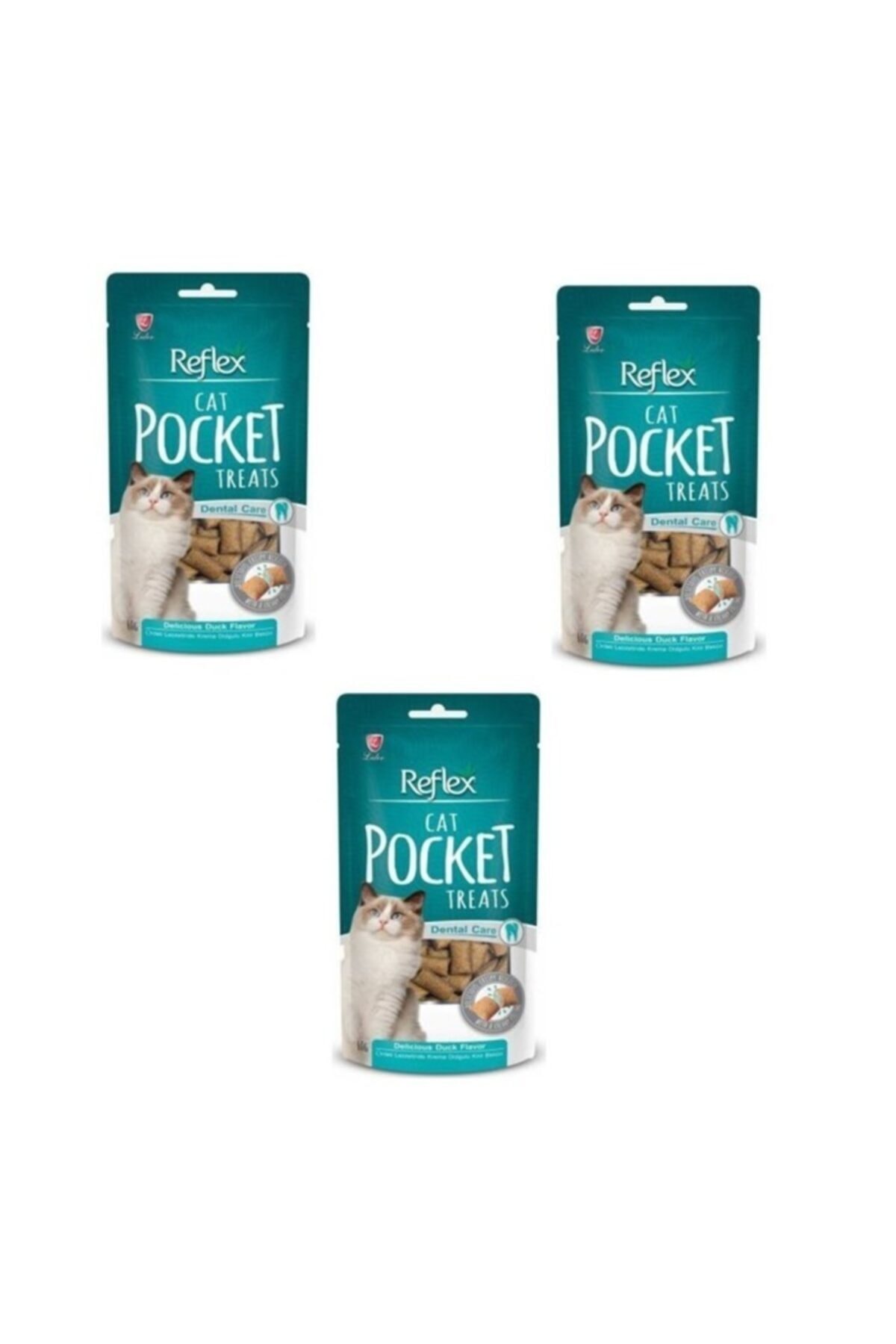 Reflex Pocket Dental Care Ördekli Krema Dolgulu Kedi Ödülü 60 Gr * 3 Adet