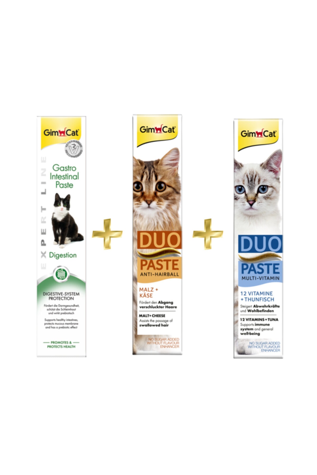 Gimcat Gastro Intestinal Paste 50gr+Duo Paste Peynirli Macunu 50gr+Duo Paste Ton Balıklı 12 Vitaminli 50gr