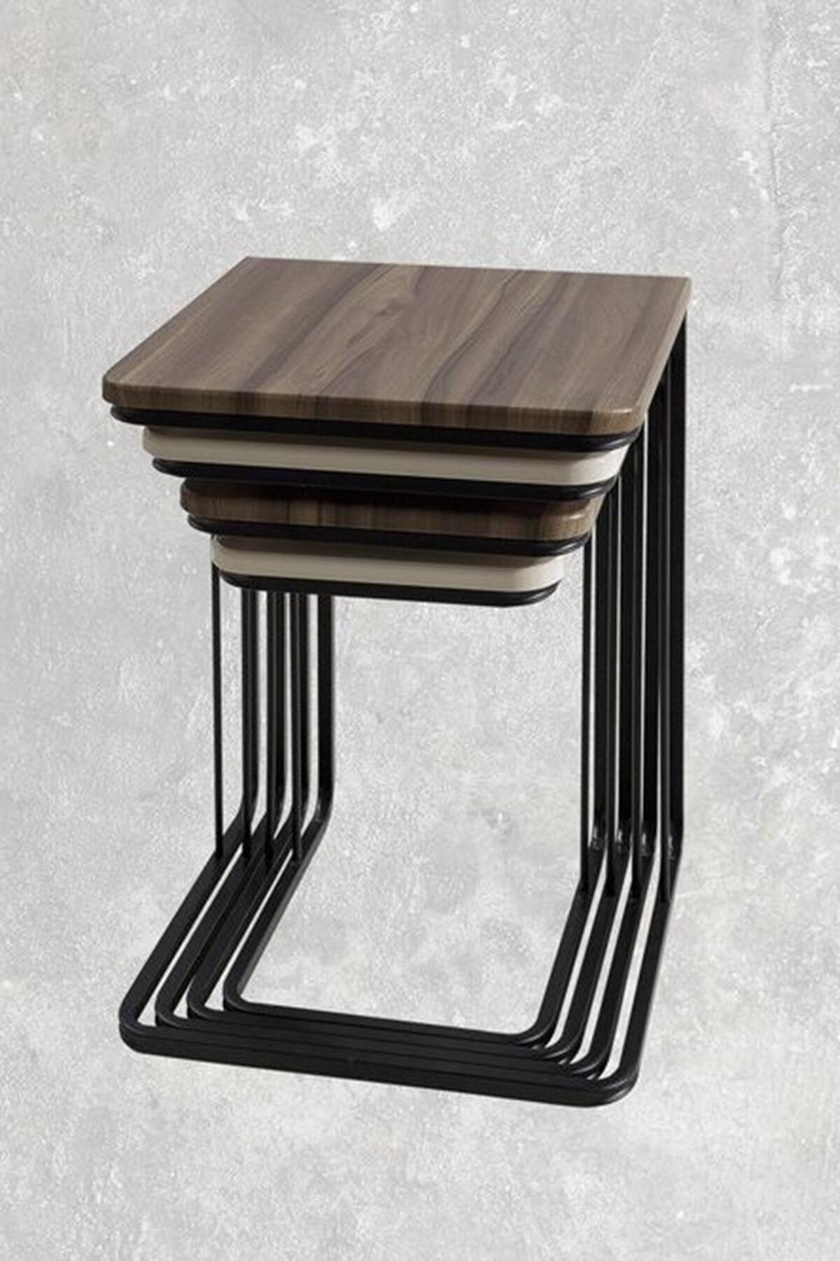 Vivense Vegas Zigon Sehpa Ceviz Krem-Ceviz Krem