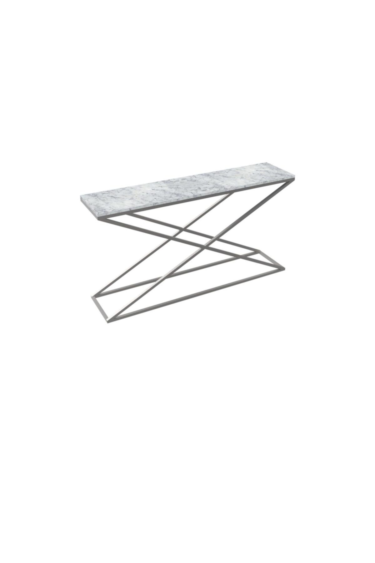 MAKSA Aida 150cm Carrara White Satine Paslanmaz Konsol