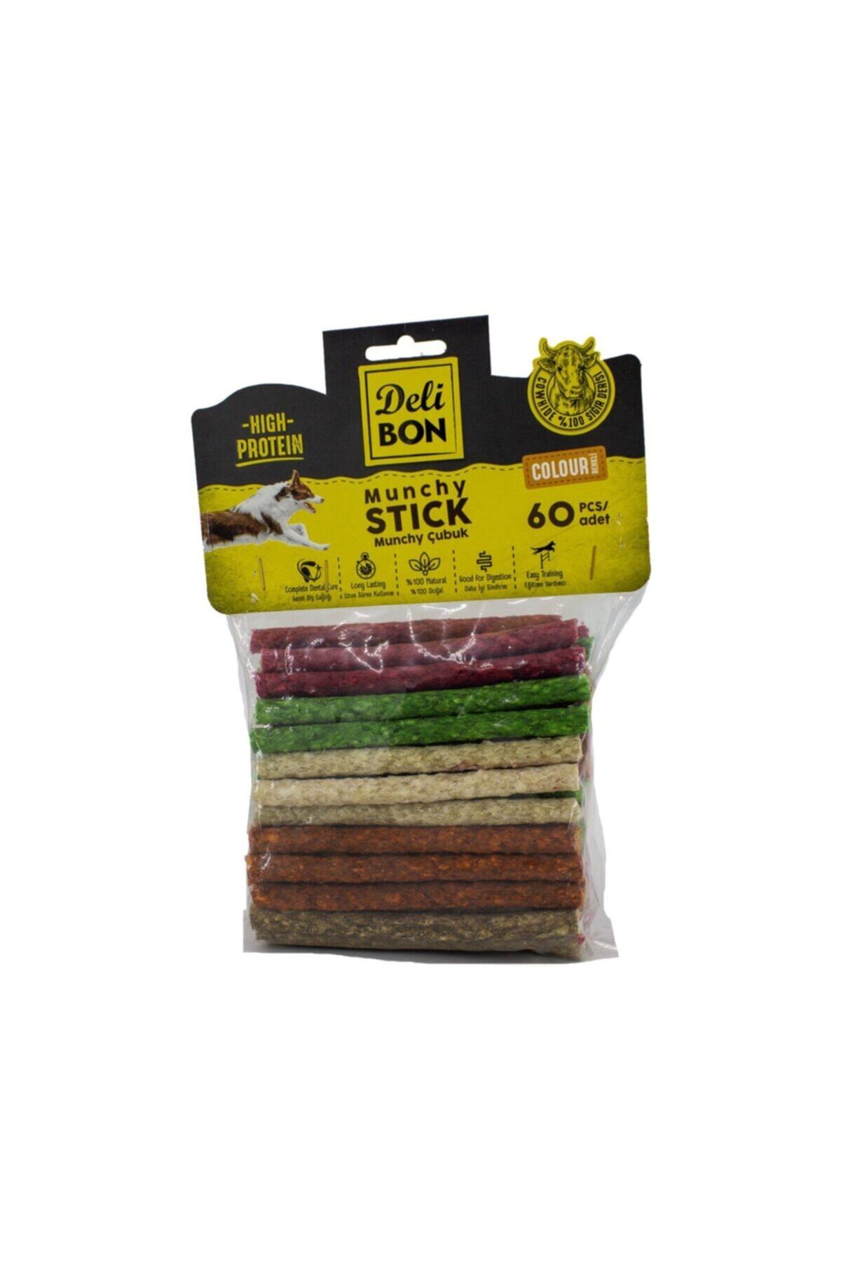 Delibon Deriden Munchy Renkli Çubuk Köpek Kemiği 60 Lı Paket