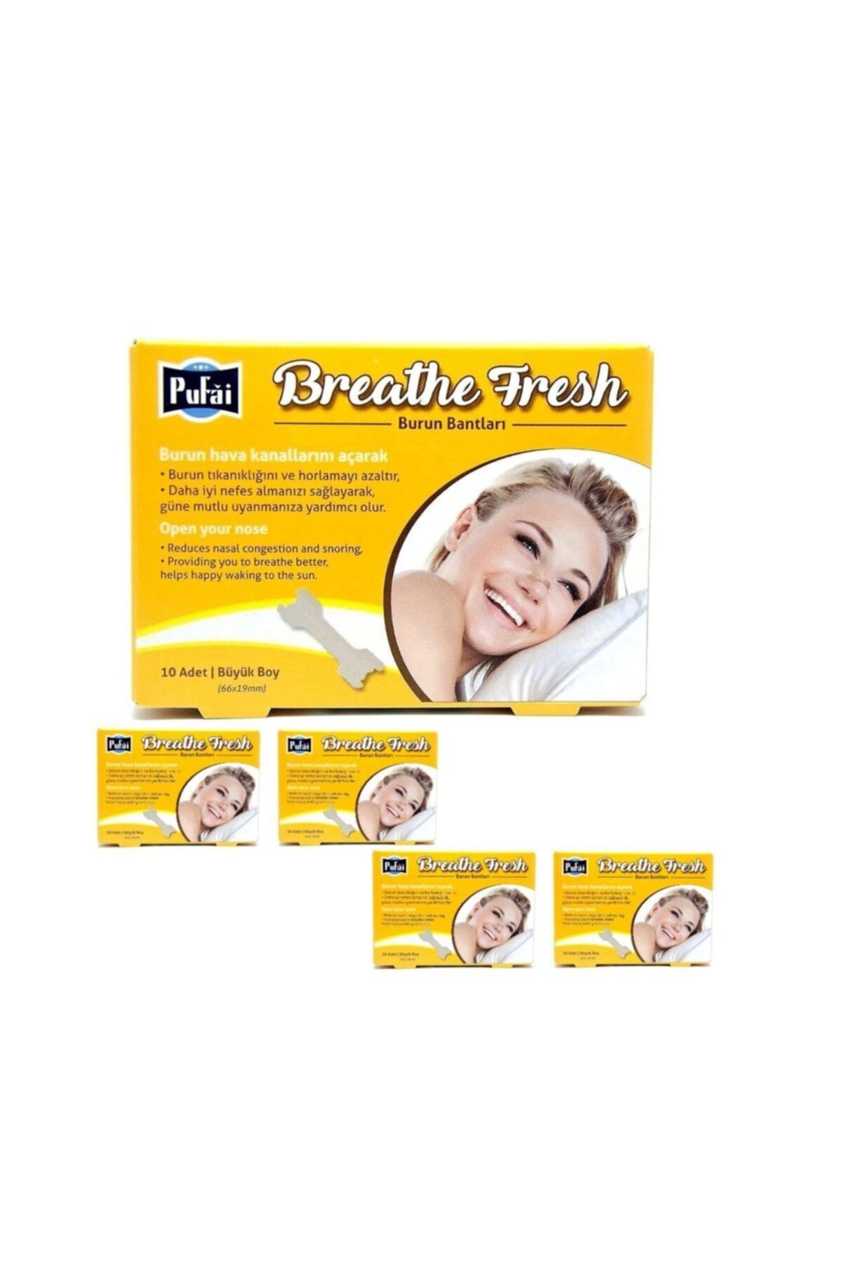 Pufai Breathe Fresh Burun Bandı Büyük Boy 66mm 19mm 50 Adet 5 Kutu