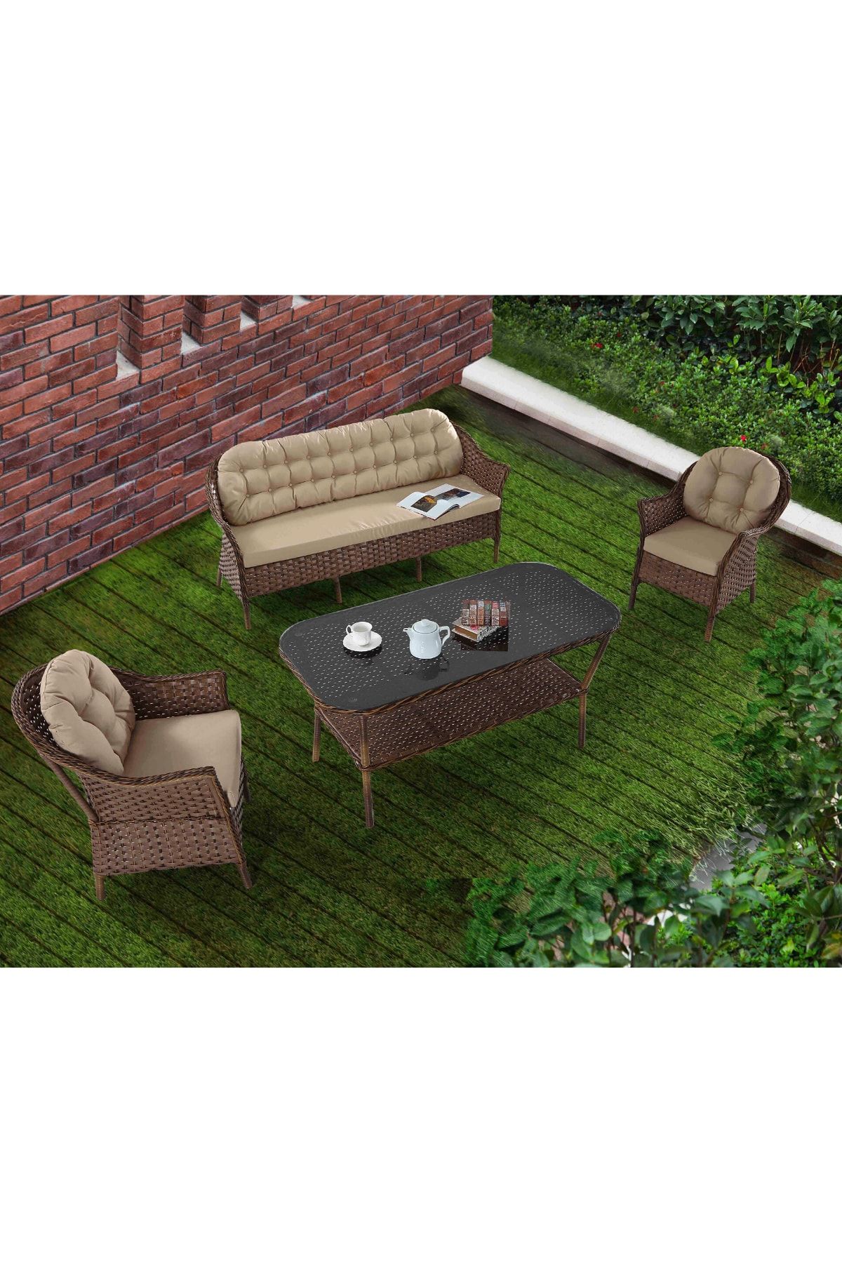 vieno home garden rona orgu rattan bahce balkon uclu koltuk masa 4 parca keyif seti fiyati yorumlari trendyol