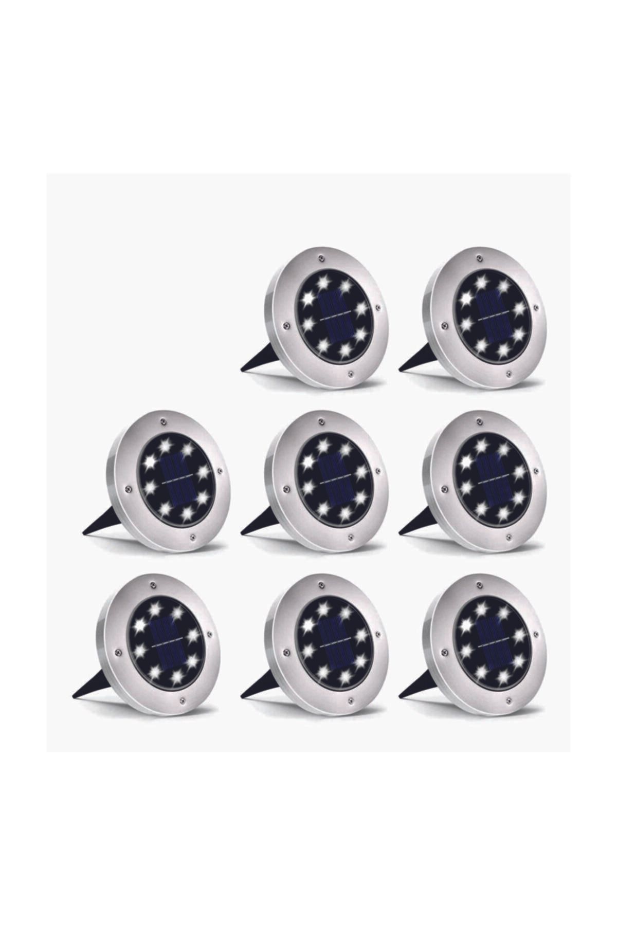 Dnz 8'li 3w Solar Güneş Enerjili Kazıklı Çim & Bahçe Aydınlatma,paslanmaz Inox, Ip65,günışığı Işık Rengi