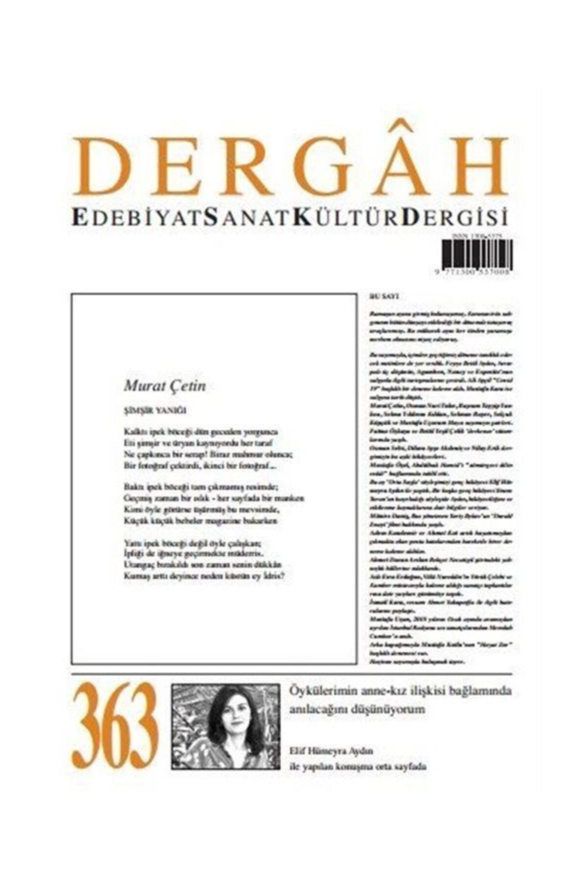 Dergah Yayınları Edebiyat Sanat Kültür Dergisi Sayı:363 Mayıs 2020