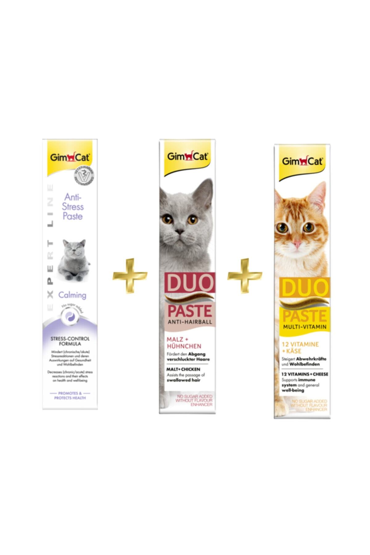 Gimcat Anti-stress Paste 50gr + Duo Paste Tavuklu Malt Kedi Macunu 50gr + Multi-vitamin peynirli 50gr