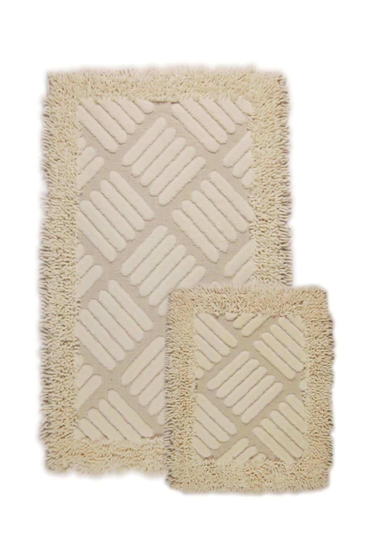 Bonny Home Krem Makarna Kilim Pamuk 2li Klozet Takımı Banyo Halısı Paspas Seti