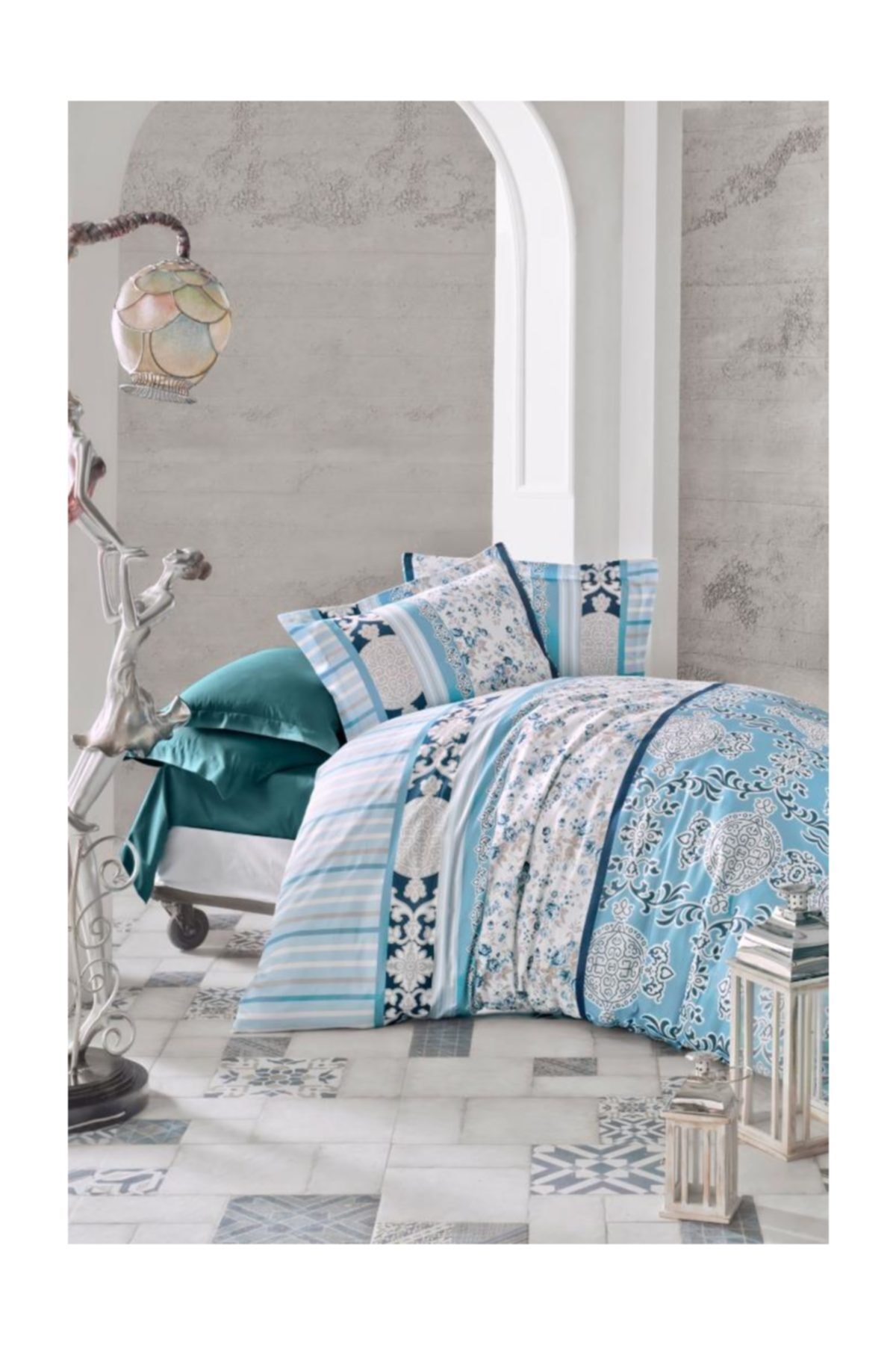 Laura Bella Cift Kisilik Pamuk Saten Nevresim Takimi Belissa Mavi Fiyati Yorumlari Trendyol