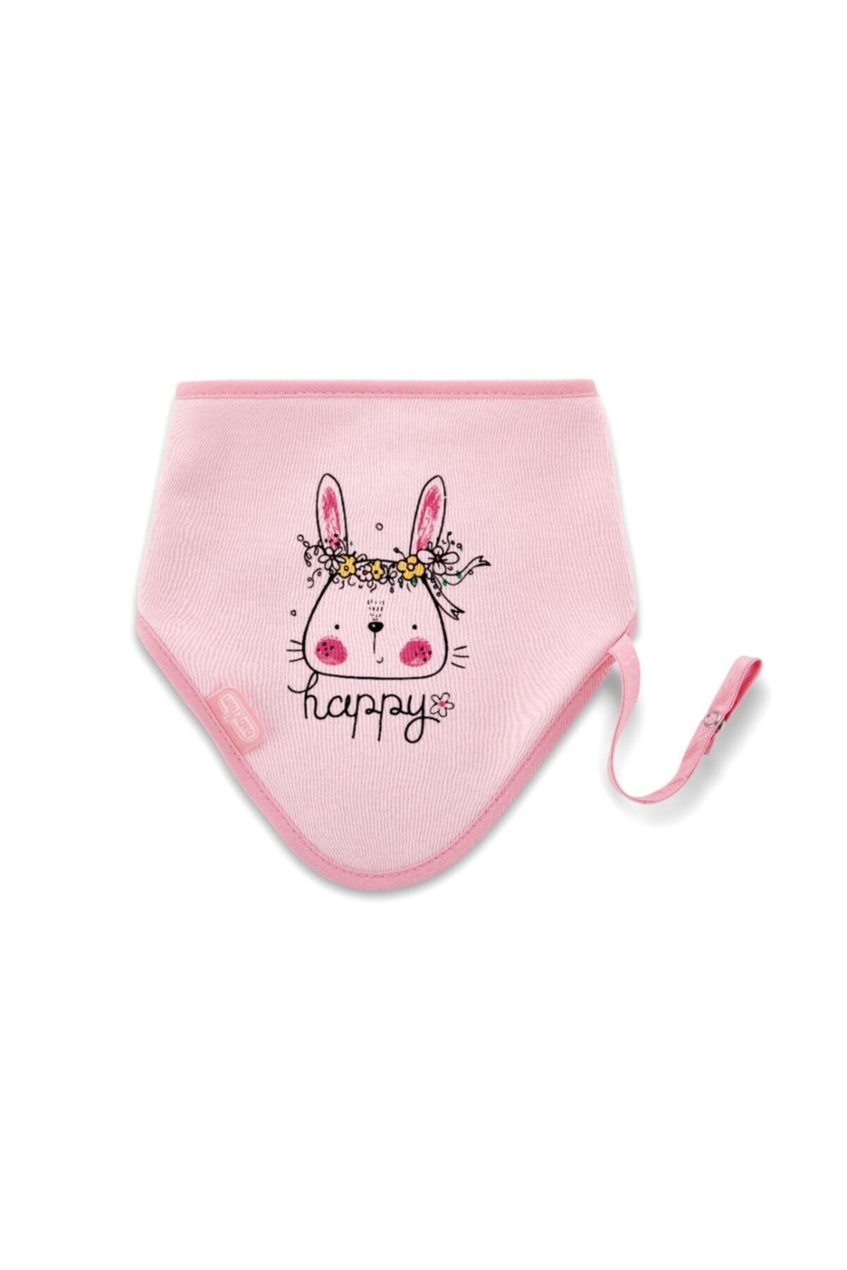 Babyjem Fular Önlük Emzik Tutacaklı Pembe Tavşan 417