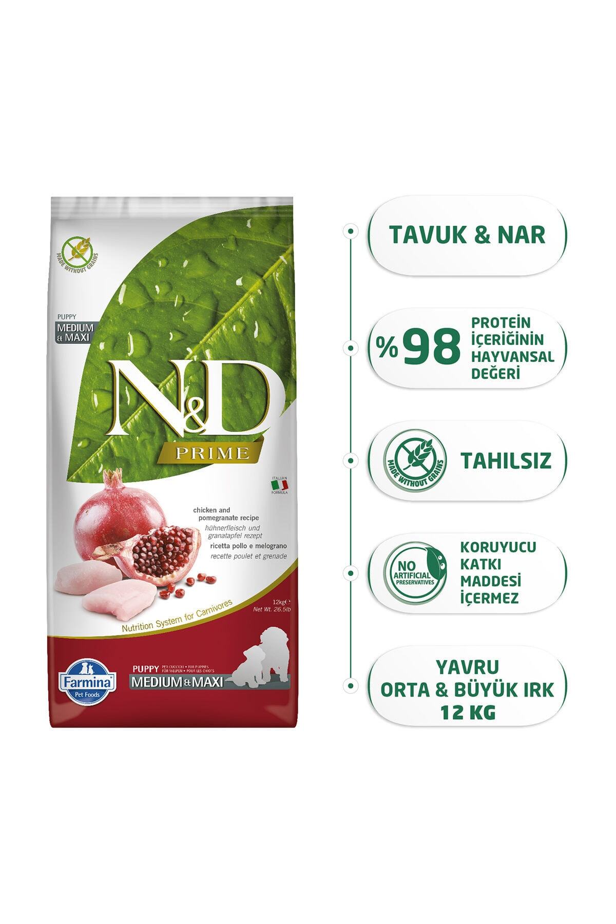 N&D Tahılsız Tavuklu Narli Medium Maxi Puppy 12 kg