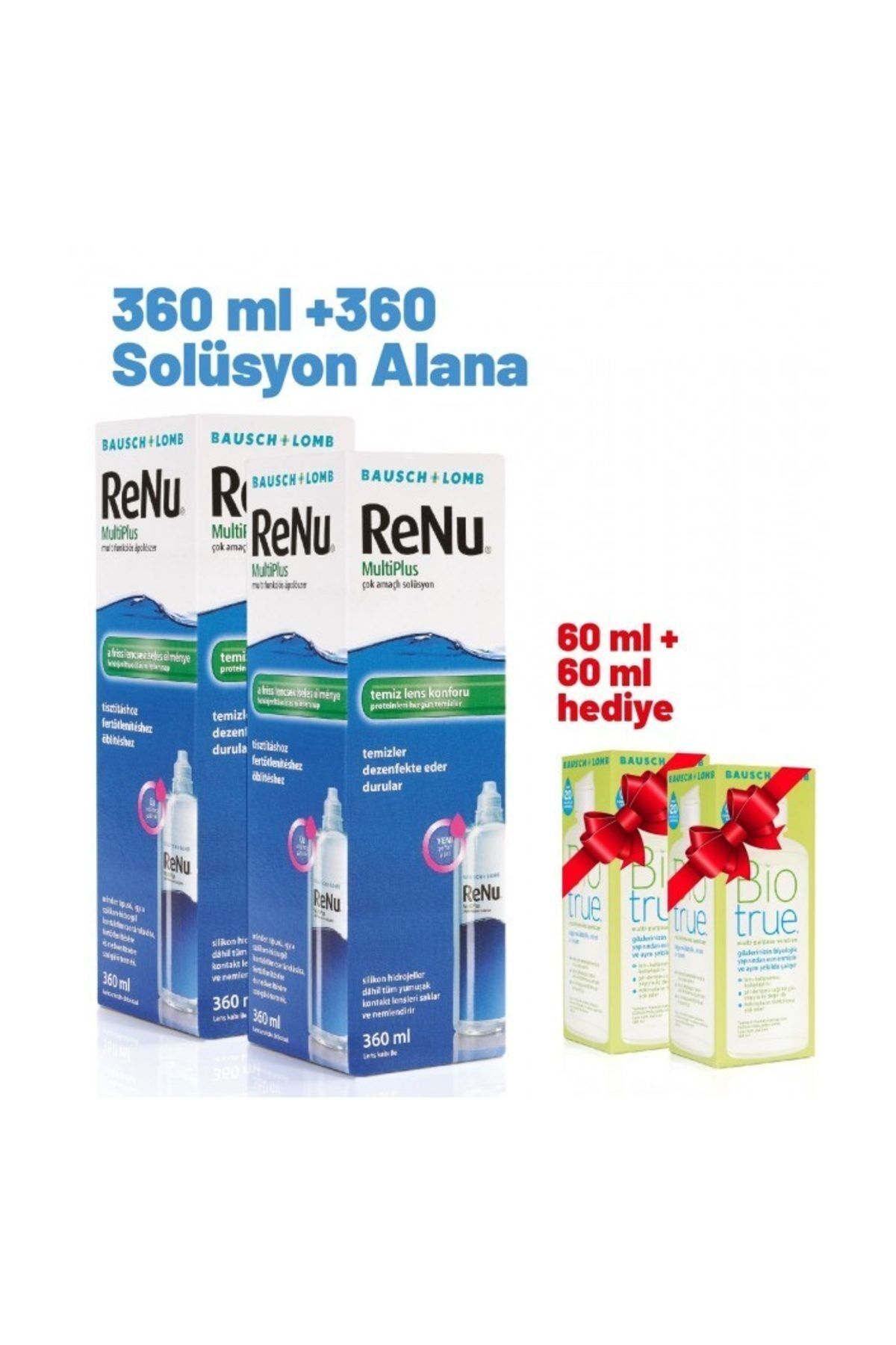Renu Multi Plus Lens Solüsyonu 360ml X 2 Adet+ X 2 BioTrue 60ml