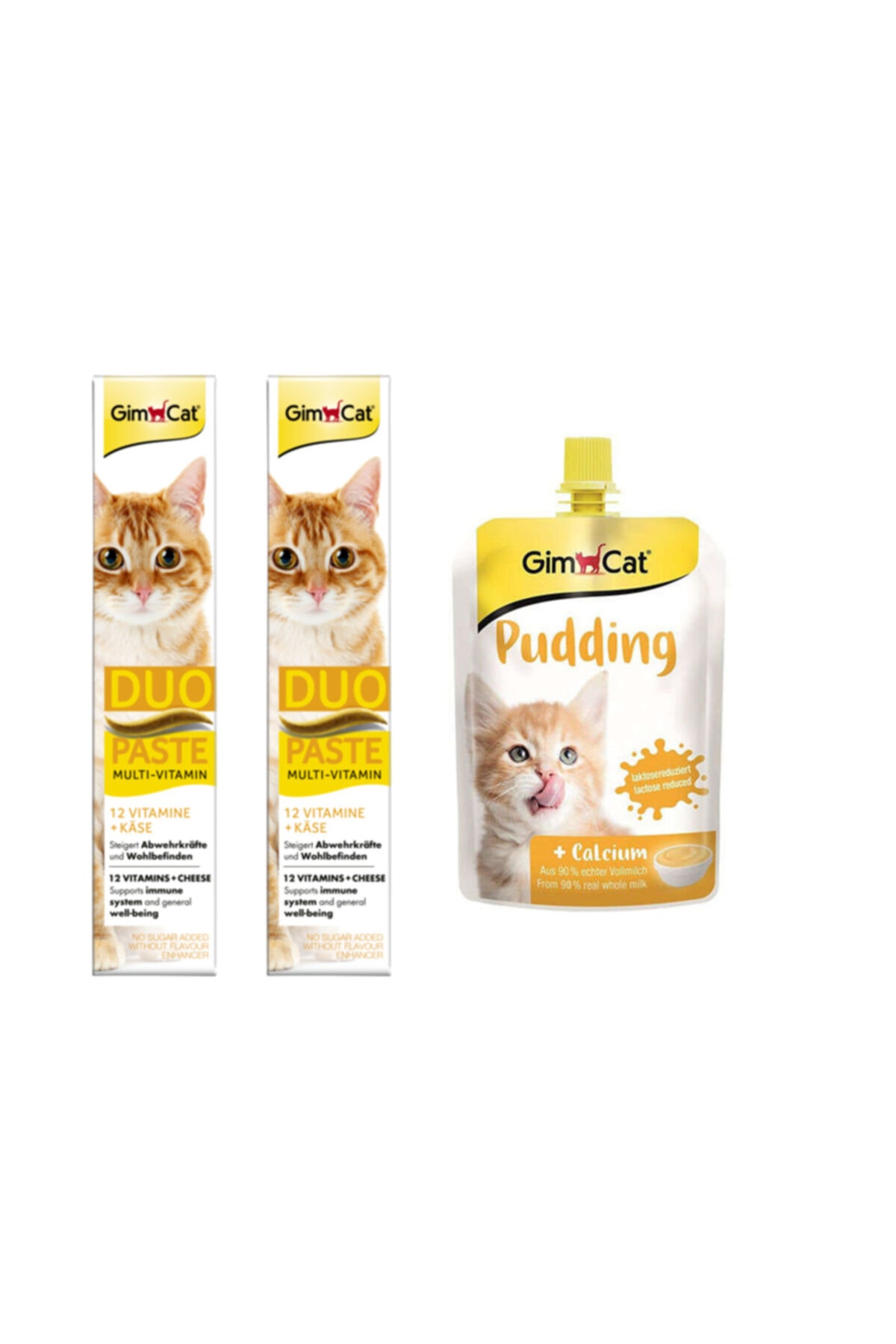 Gimcat 2 Adet Duo Paste Peynirli Vitamin Kedi Macunu 50gr Classic Kalsiyum Kedi Pudingi 150 gr