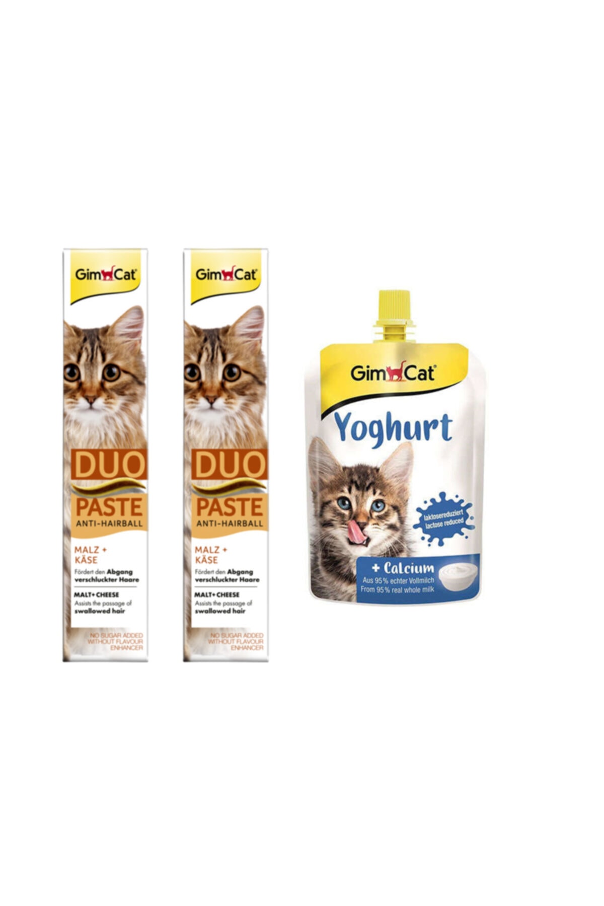 Gimcat 2 Adet Duo Paste Peynirli Malt Kedi Macunu 50gr + Yoghurt Kalsiyum Kedi Pudingi 150 gr