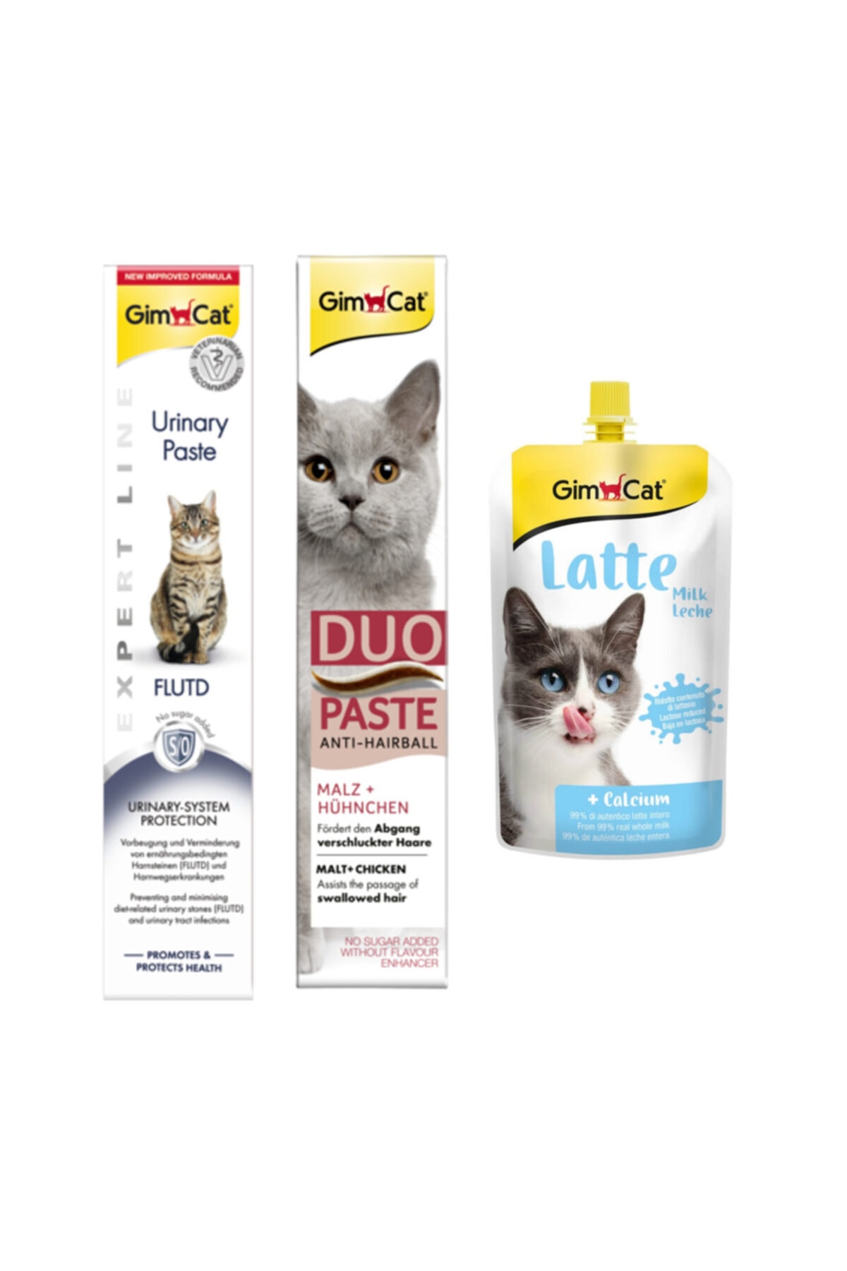 Gimcat Urinary Paste + Duo Paste Tavuklu Malt Kedi Macunu + Milk Latte Calcium Sıvı Kedi Sütü
