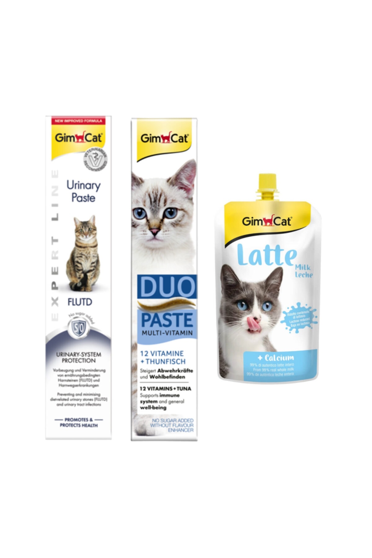 Gimcat Urinary Paste + Duo Paste Tuna Balıklı Multi Vitamin  + Milk Latte Calcium Sıvı Kedi Sütü