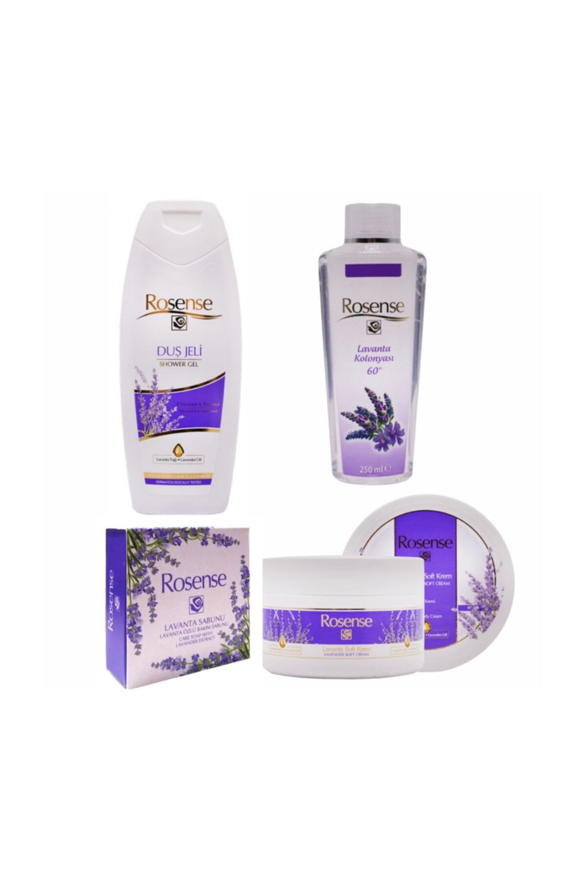 Rosense Ayyıldız Lavanta Bahçesi  Set Lavanta Kolonyası 250ml+ Duş Jeli 400ml+  Kremi 250ml+  Sabunu
