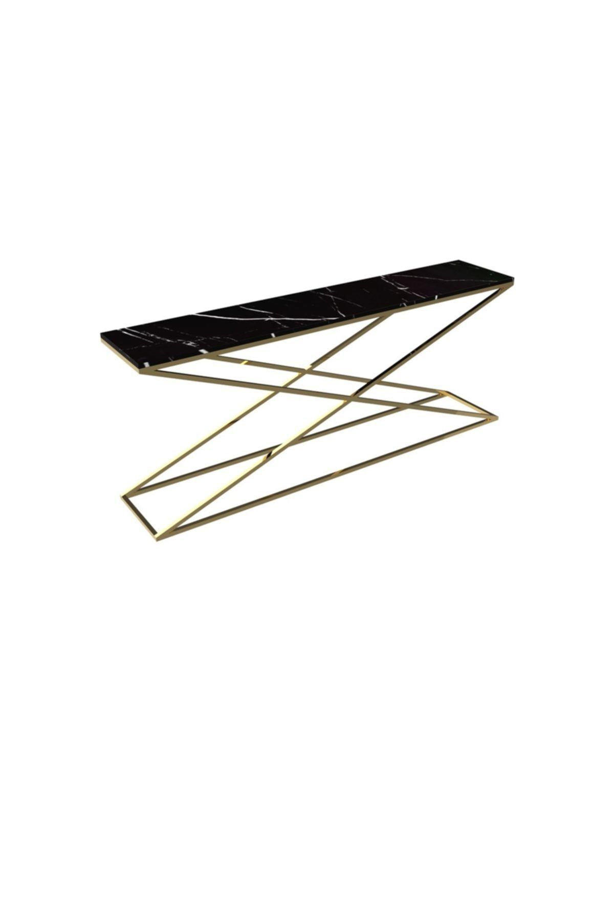 MAKSA Aida 200cm Alexandrette Black Parlak Paslanmaz Titanyum Gold Konsol