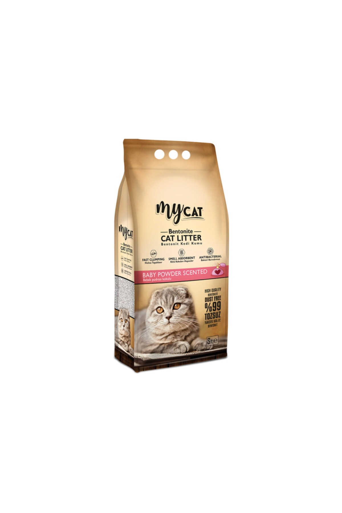My Cat Bebek Pudra Kokulu Topaklaşan Bentonit Ince Taneli Kedi Kumu 5lt