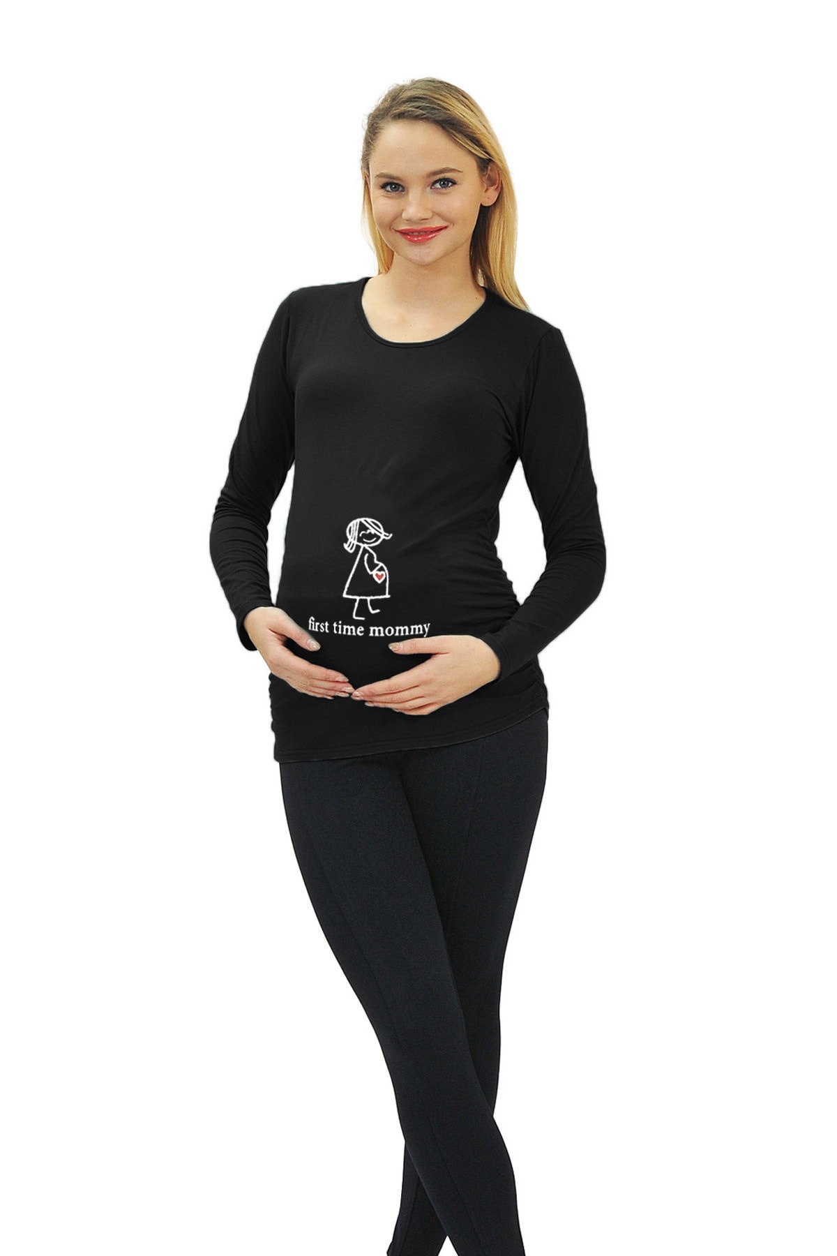 prodevon Hamile Esprili T-shirt Uzun Kol