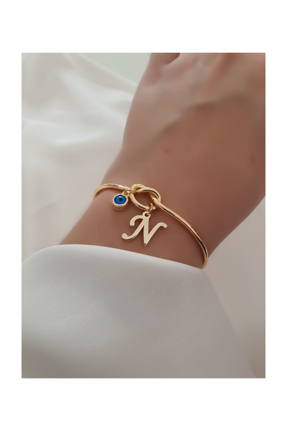 Trendy Butik N Harfli Ve Nazar Sallantılı Düğüm Bilezik