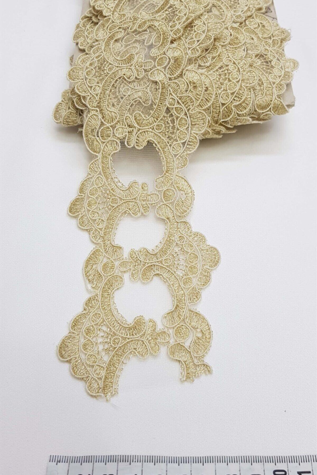 Hayalperest boncuk Gold Simli Fransız Güpür Ara Dantel 1 m