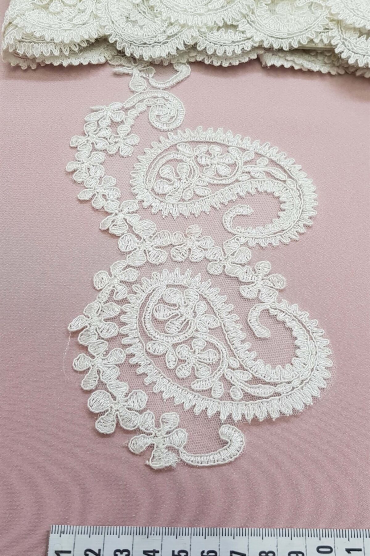 Hayalperest boncuk Krem Şal Desen Fransız Güpür Dantel