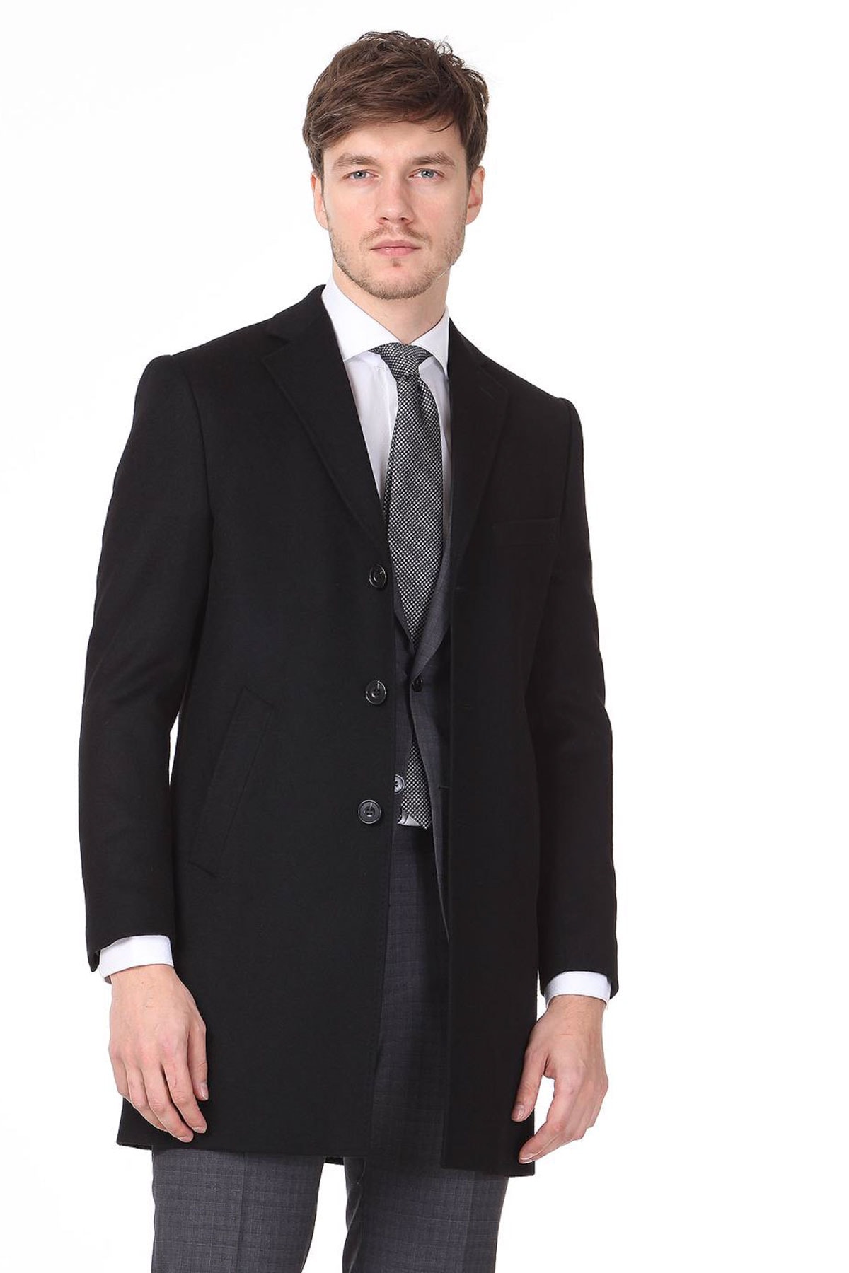 Ramsey Erkek Siyah Dokuma Palto RP10117662