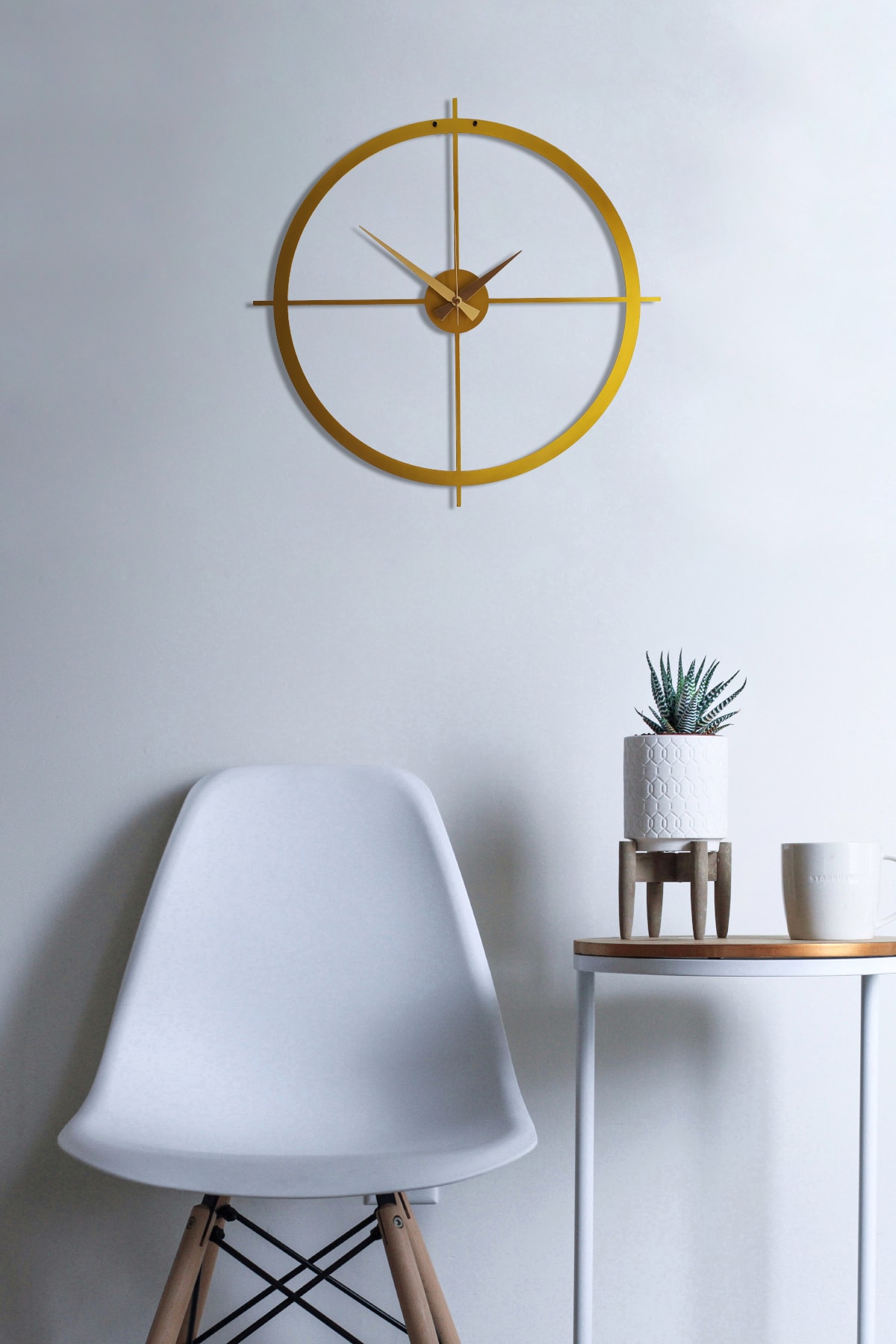 Soft Art Home Gold Minimal Metal Duvar Saati - 50 X 50 cm