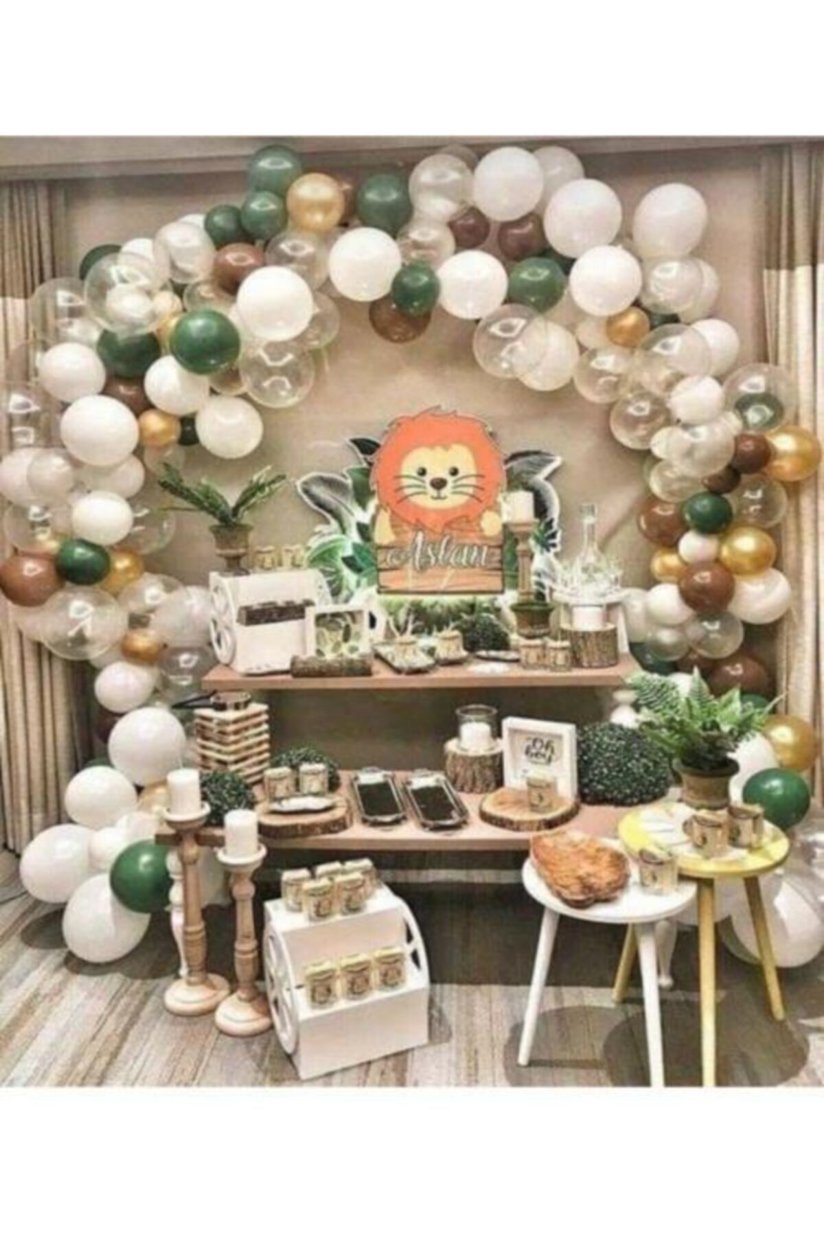 PARTİCİM SÜS EVİ Safari Konsept Balon Ve Balon Zinciri 100 Adet Metalik Balon
