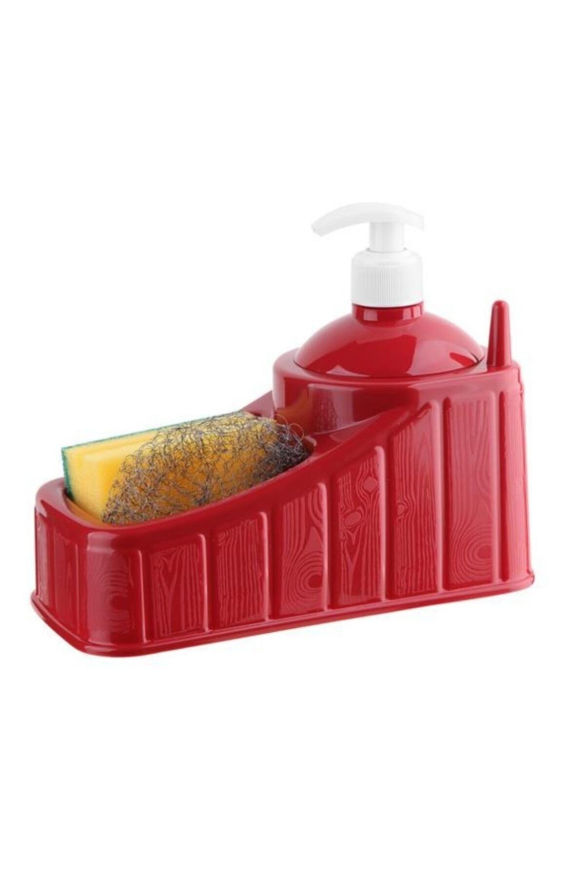 Buffer Kırmızı Plastik Sünger Ve Tel Hazneli Set