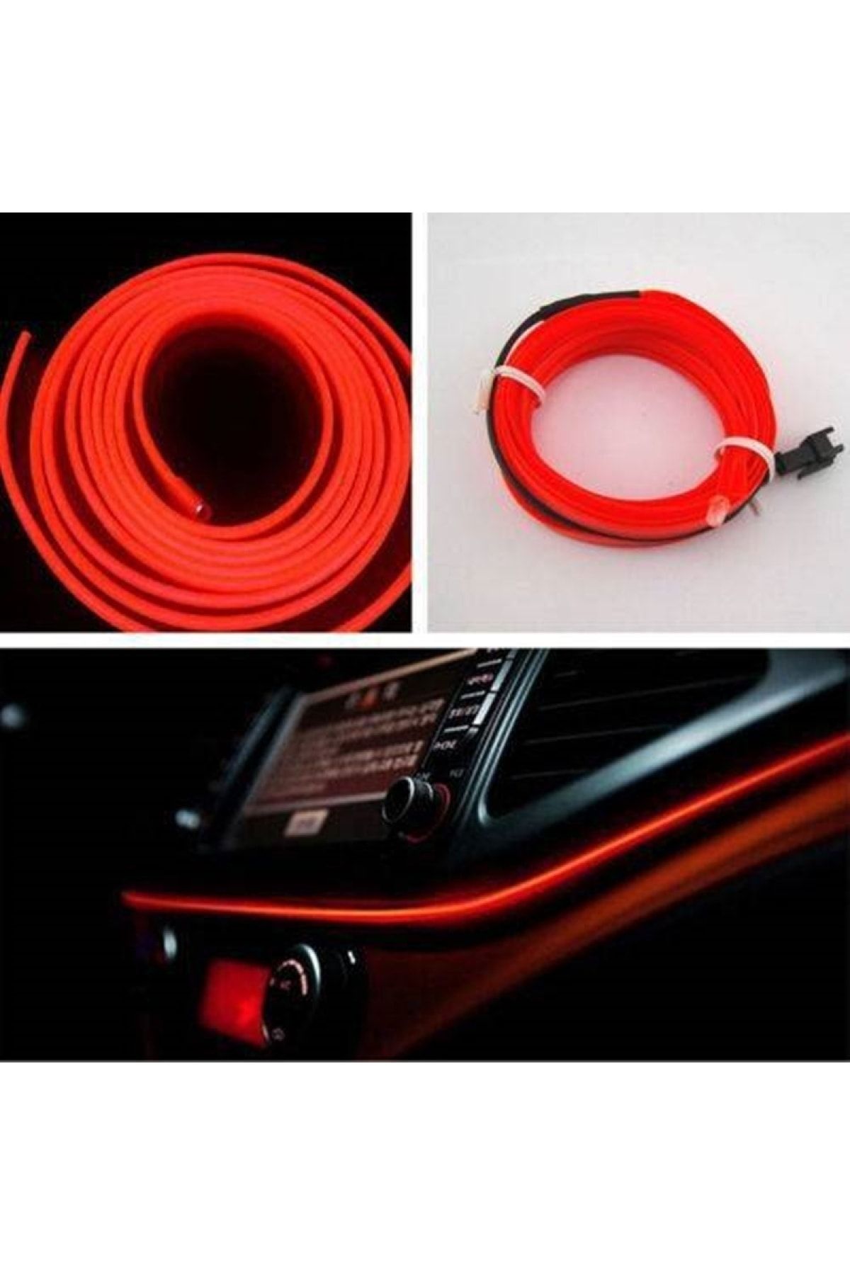 unikum renault clio kirmizi 2 metre neon ip torpido fitili oto serit led fiyati yorumlari trendyol