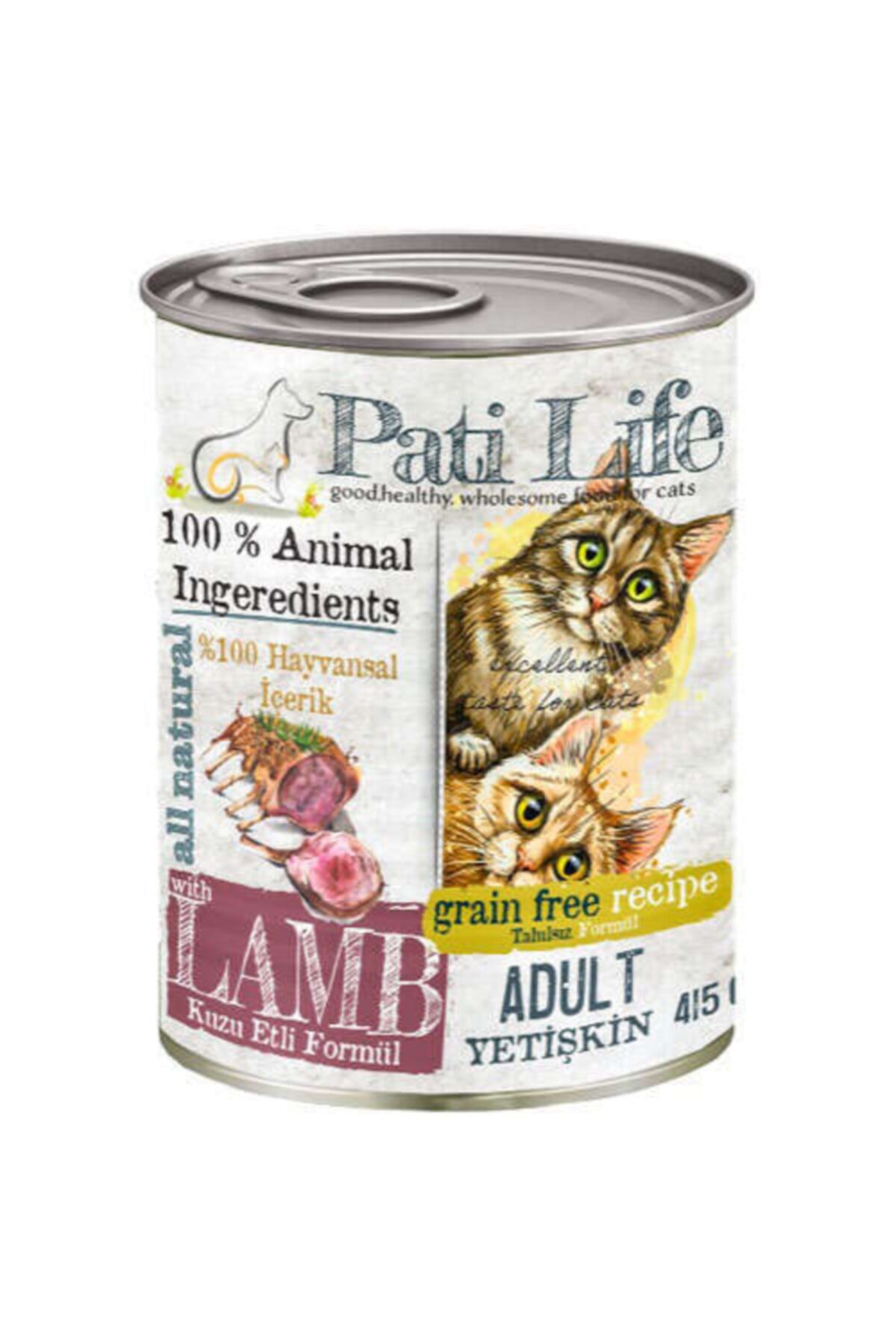 Pati Life Unisex Kuzu Etli Konserve Kedi Maması 12 Adet
