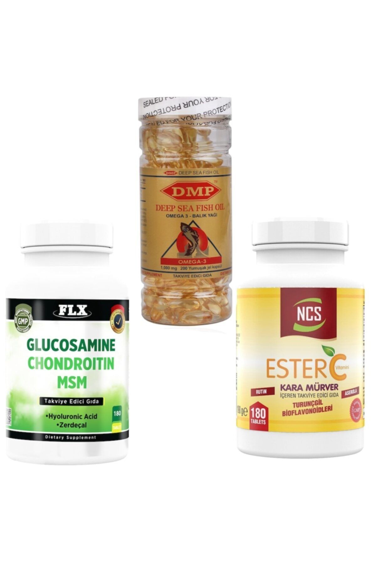 FLX Glucosamine 180 Tablet Omega 3-200 Kapsül Ester C 180 Tablet