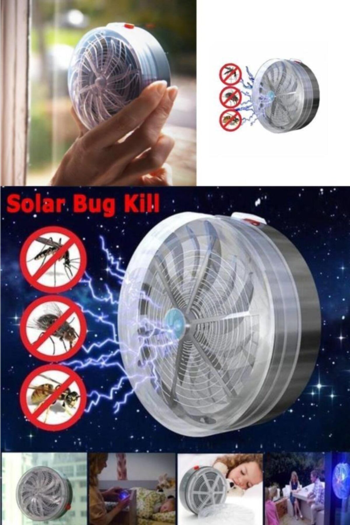 rennway Güneş Enerjili Solar Vantuzlu Sinek Kıran Sivrisinek Kovucu Cihaz