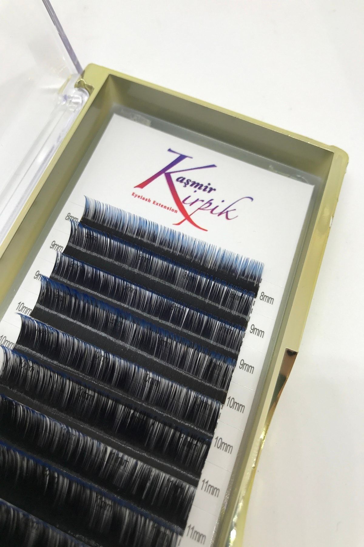 KAŞMİR KİRPİK Ombre Kirpik Kaşmir Siyah Mavi Geçişli 0.07 Mm D Kıvrım Mix Boy Kirpik