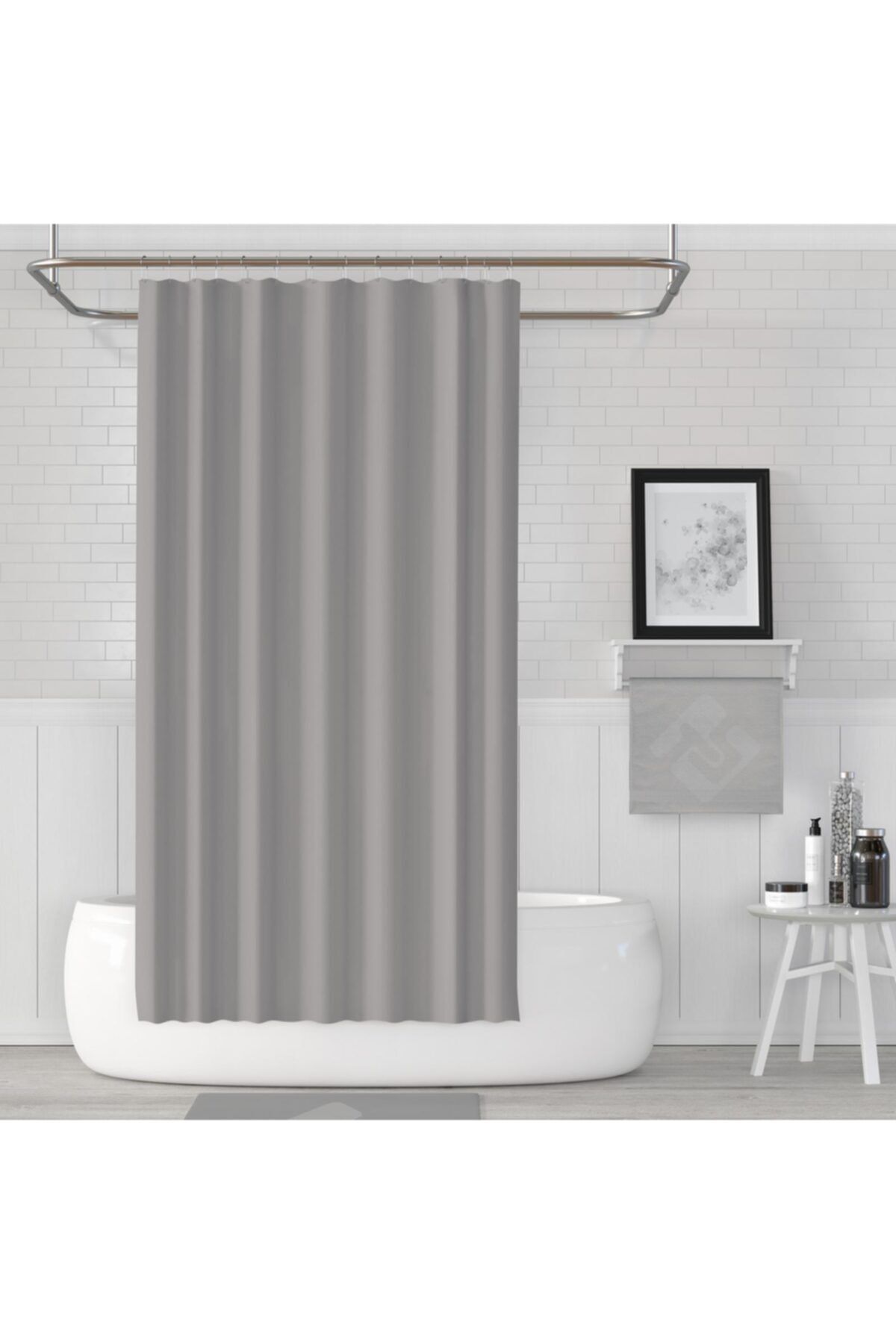 Zethome Jackline Banyo Duş Perdesi 0010 Gri Tek Kanat 1x120x200