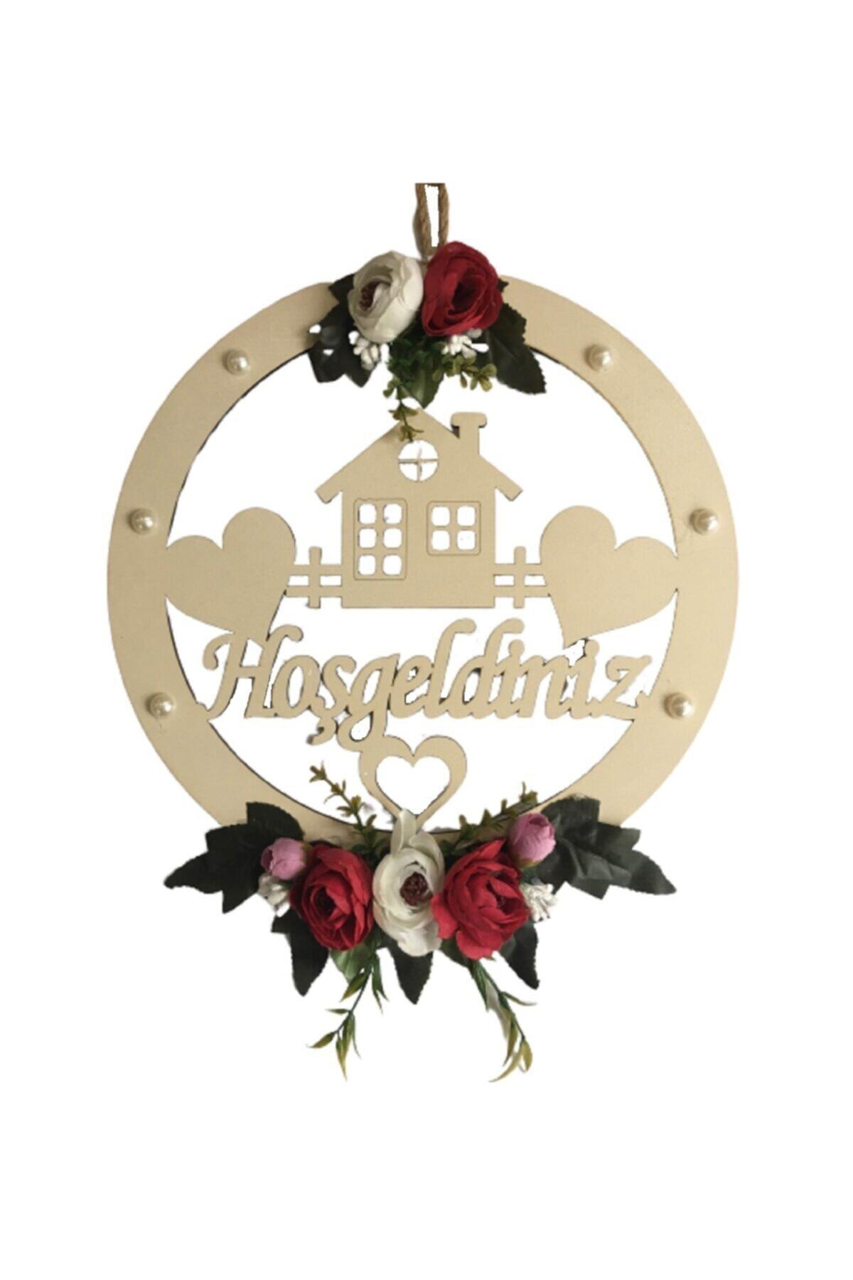 morbeyazhome Dekoratif Kapı Süsü 29 Cm Mdf Şakayık Çiçekli