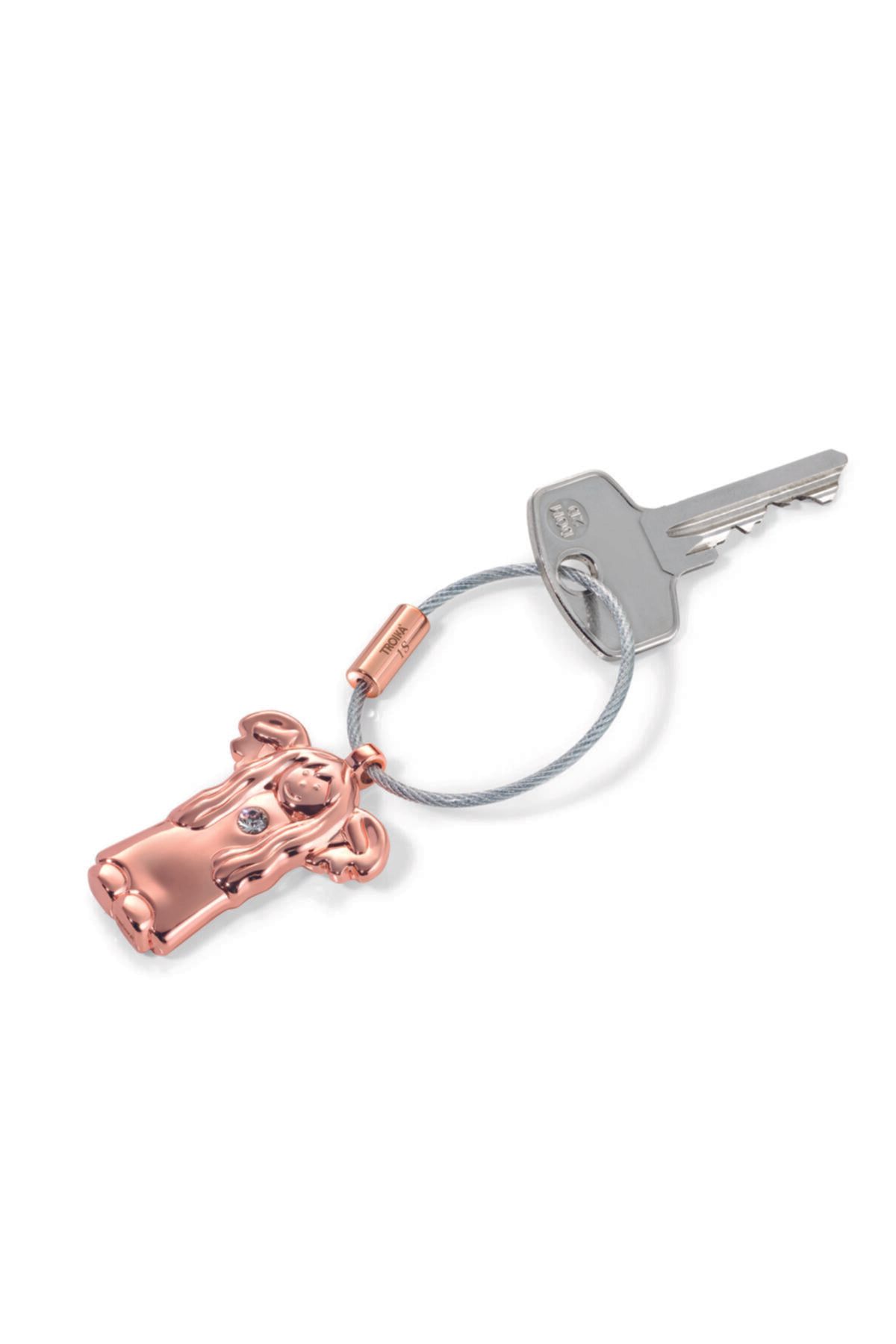 Troika Melek Temalı Swarovski Taşlı Rose Gold Anahtarlık