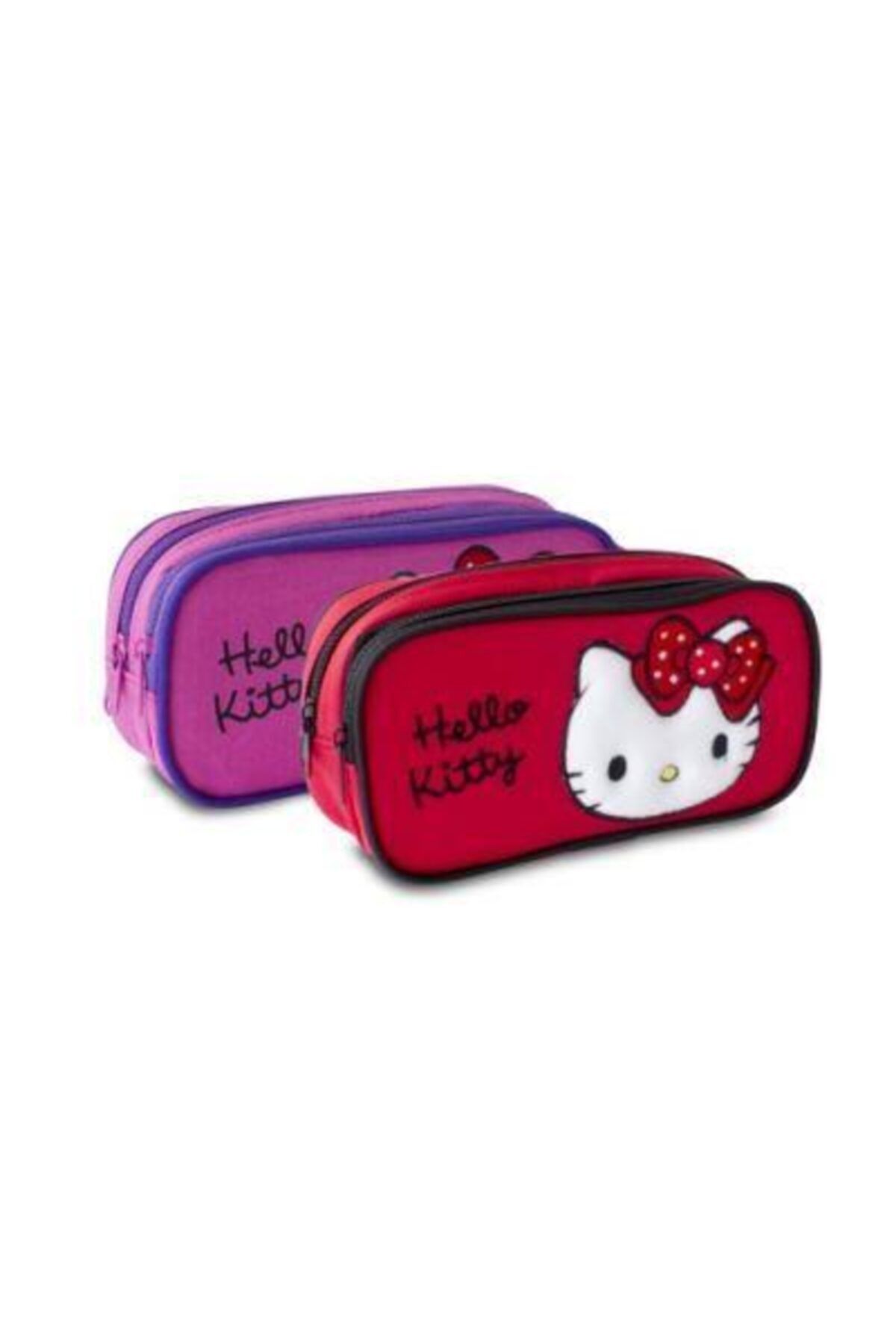 Dolpin Hello Kitti Lisanslı Kalem Çantası Çift Gözlü Kabartmalı Kalemlik