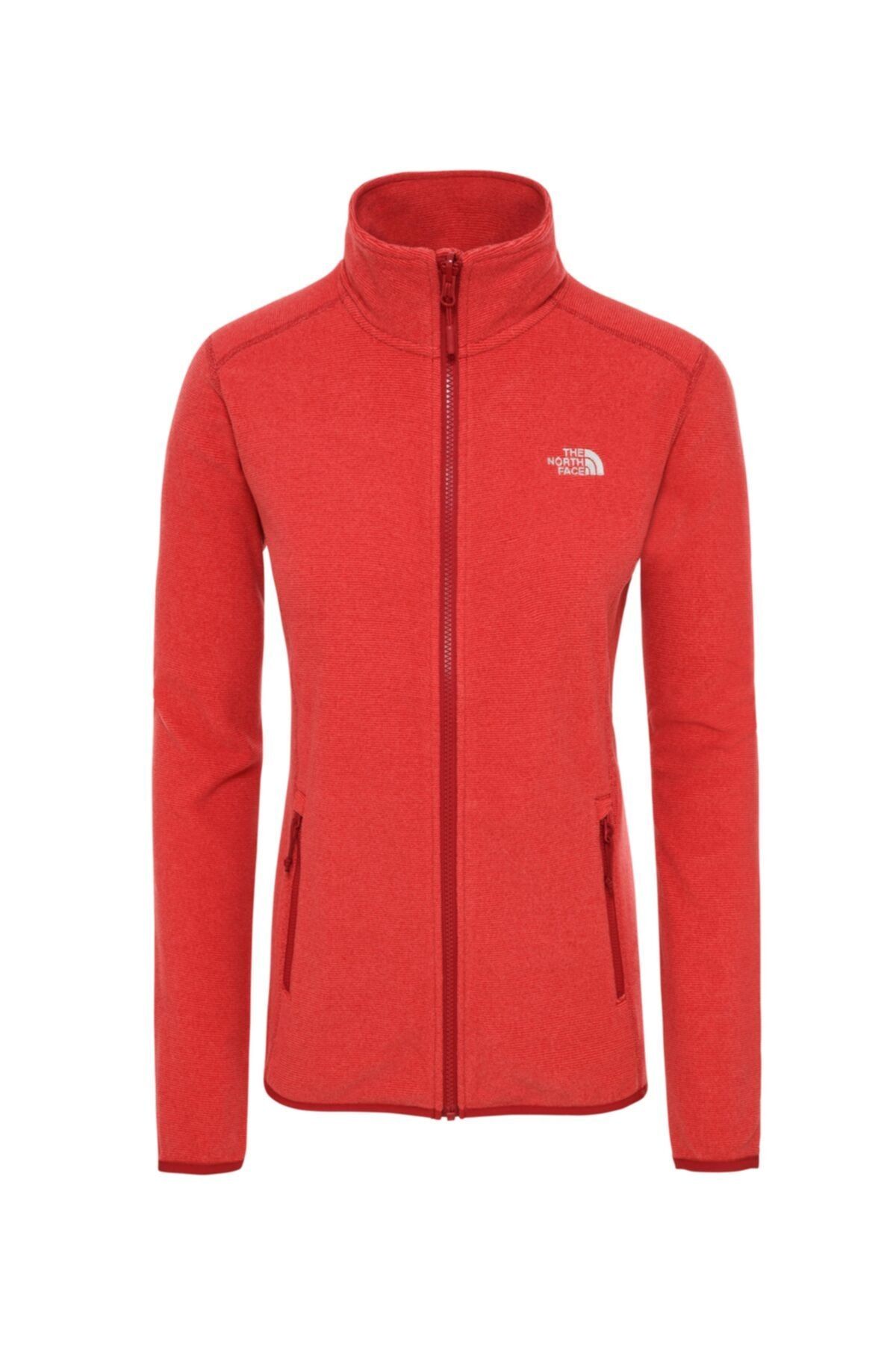 THE NORTH FACE 100 Galcier Fullzip Kadın Sweatshirt Kırmızı