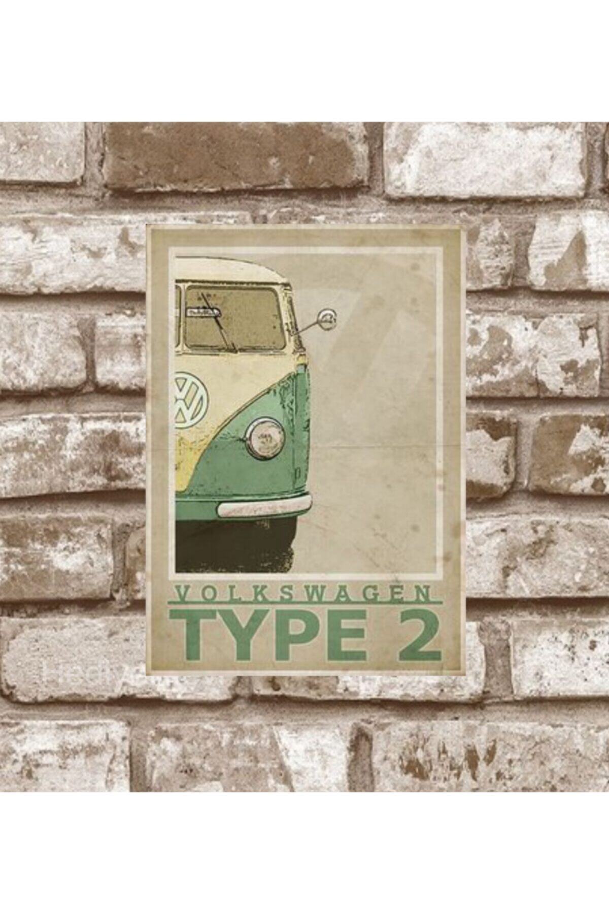 hediyelikevi Metal Volkswagen Type Retro Poster (29x19)