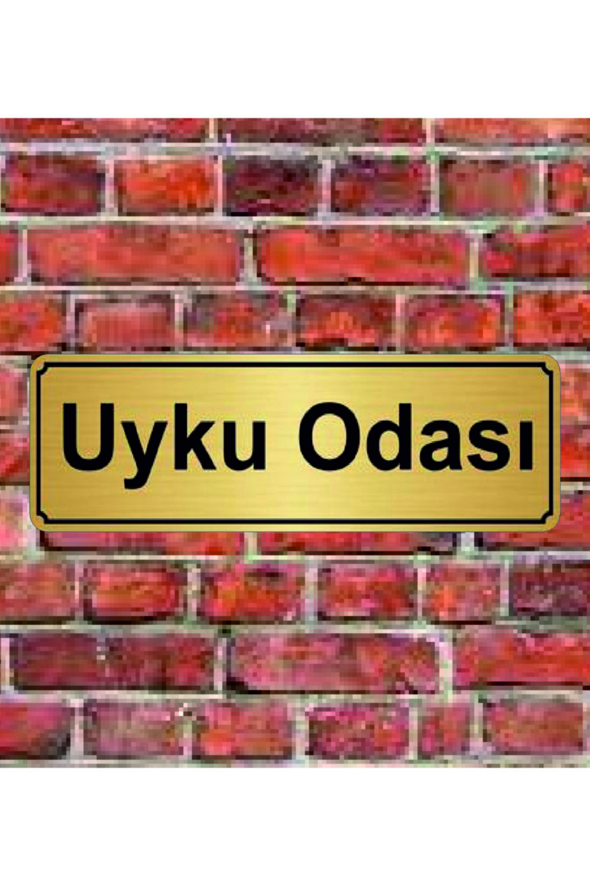 hediyelikevi Altın Renk 10x20 Cm Uyku Odası Yazılı Metal Yönlendirme Levhası