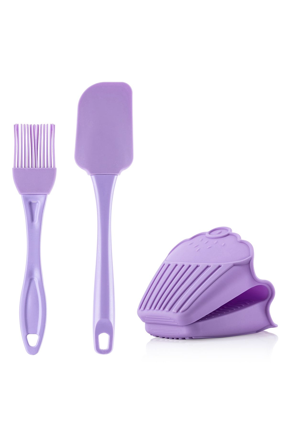 Bi' Home Silikon Fırın Tutacağı Fırça Ve Spatula Set Lila