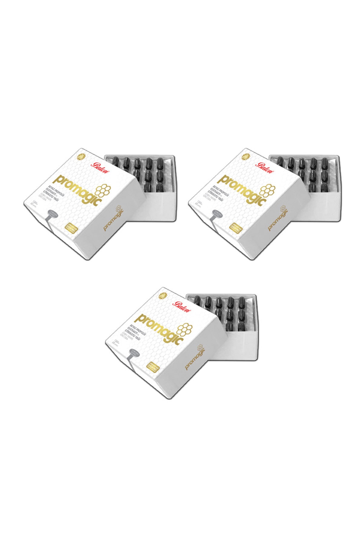 Balen 3 Adet Promagıc Çörekotu Yağı+beyaz Propolis -60 Kapsül