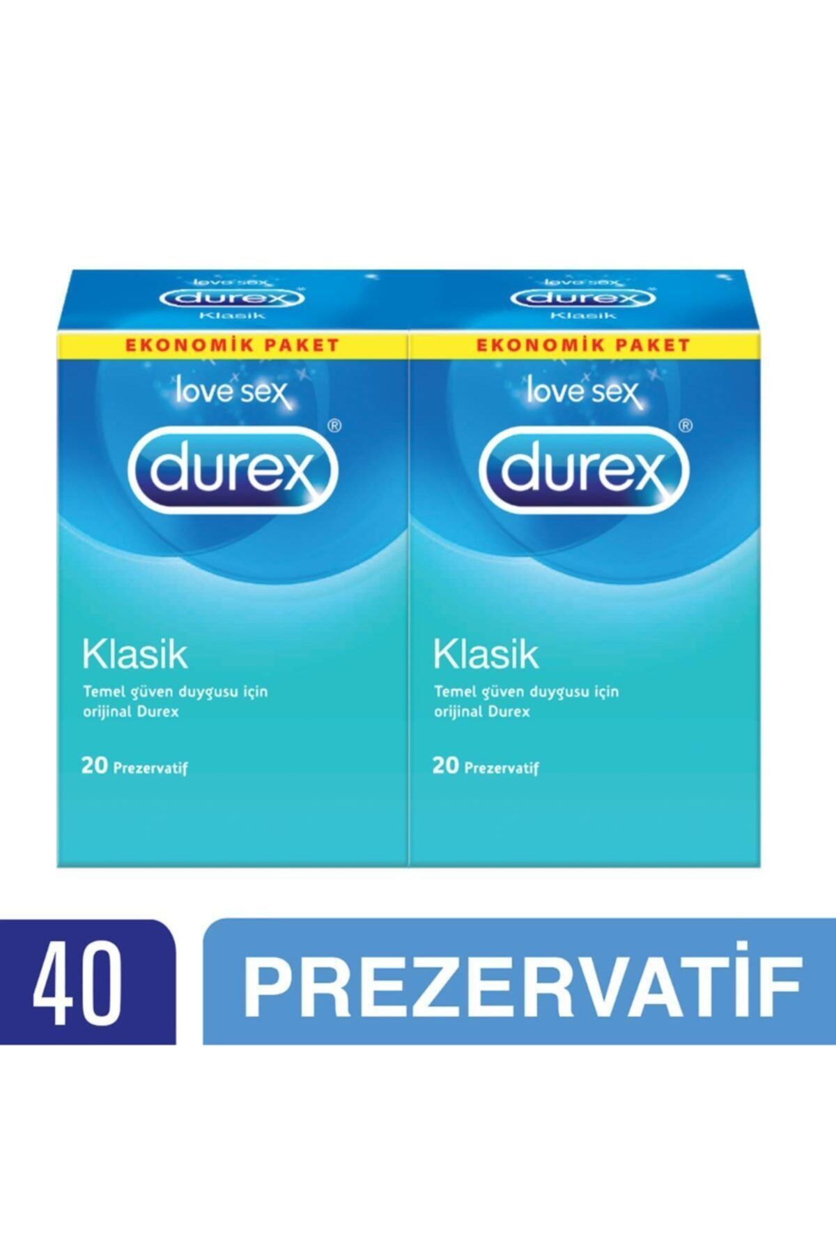 Durex Klasik Prezervatif, 40'lı Ekonomik Avantaj Paketi