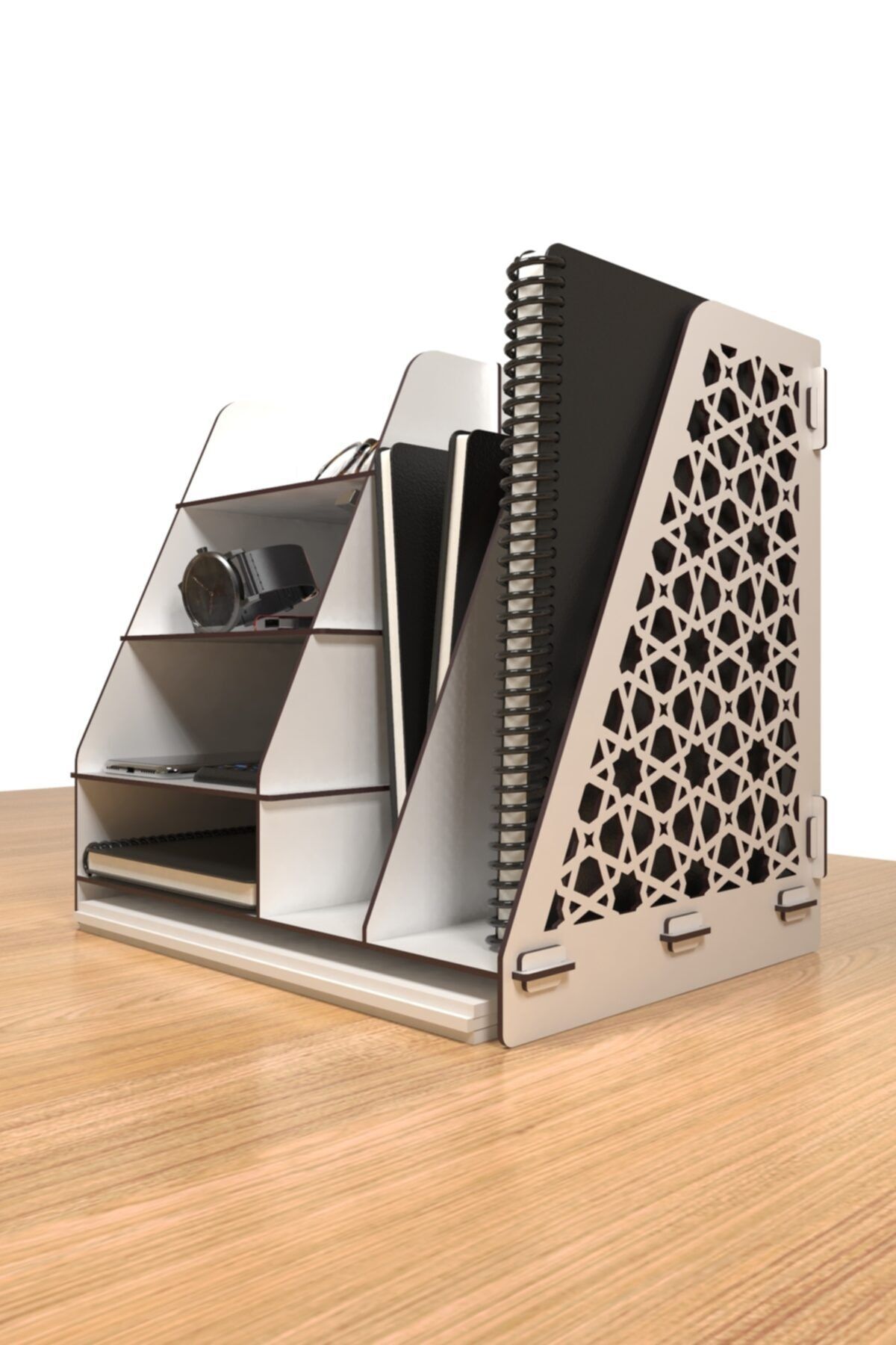 KUK Design Ottoman Modern Ofis Masaüstü Organizer Düzenleyici A4 Evrak Rafı (beyaz)