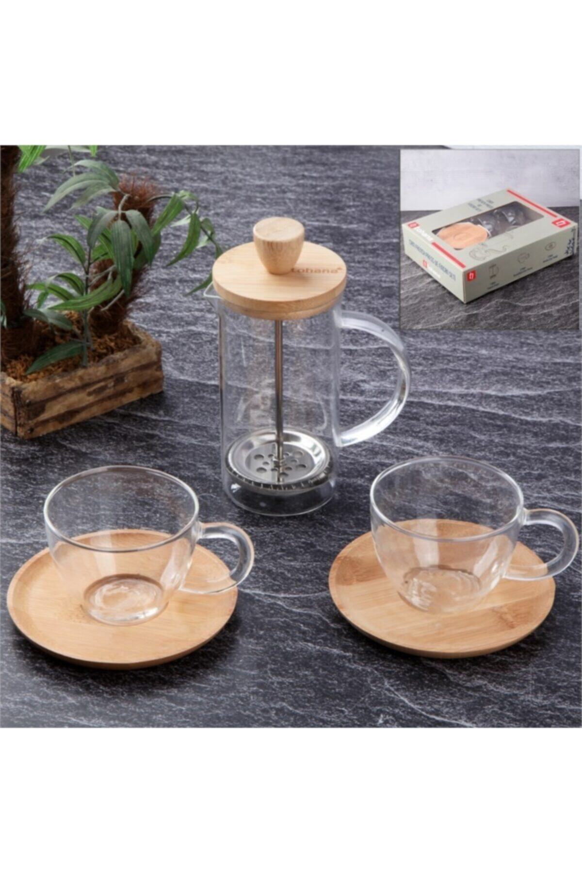 sahanedunya Cam French Press Ve Fincan