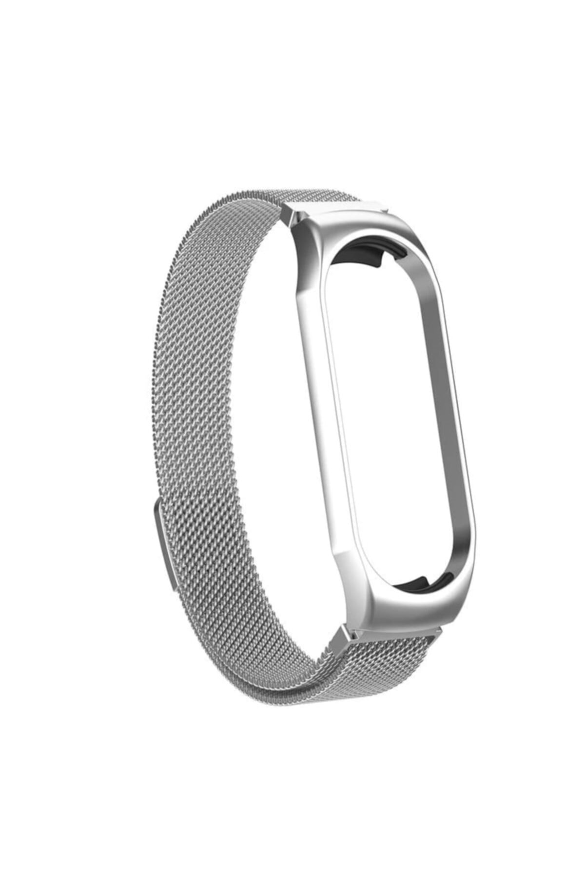 CaseStreet Case Street Xiaomi Mi Band 5 Kılıf Hasır Metal Kordon Mıknatıslı Gümüş