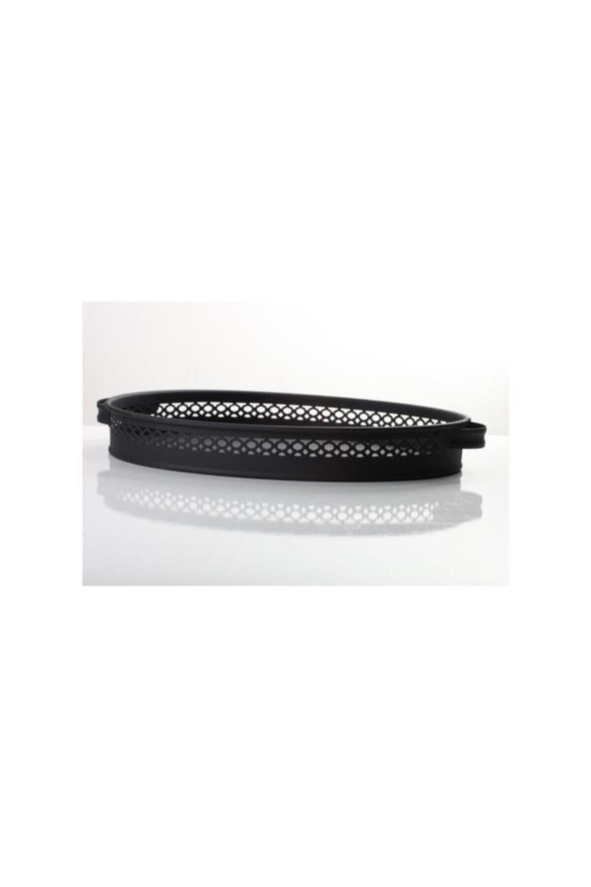 kitchen sense Siyah Metal Dantel Tepsi 37 Cm Oval