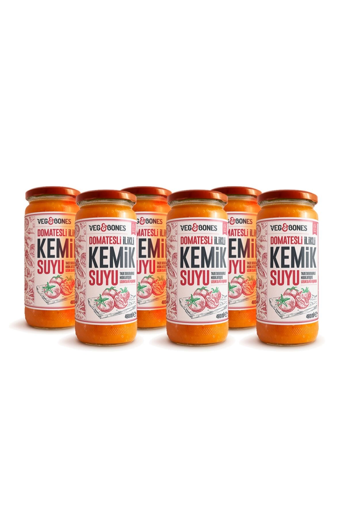 Veg&Bones Domatesli Ilikli Kemik Suyu 480mlx6 Adet